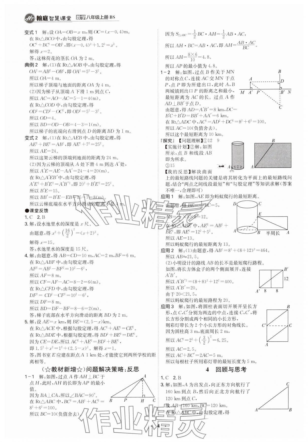 2025年学霸智慧课堂八年级数学上册北师大版 参考答案第3页
