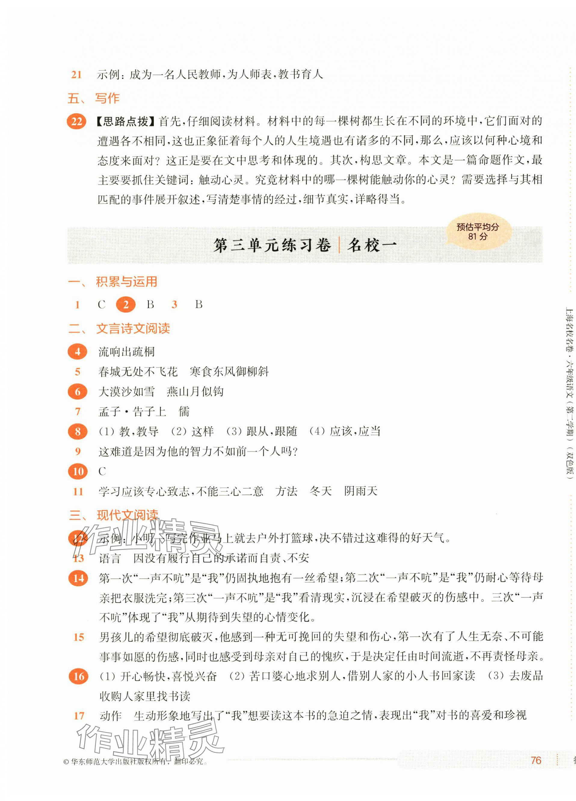 2025年上海名校名卷六年級(jí)語(yǔ)文下冊(cè)人教版五四制 第7頁(yè)