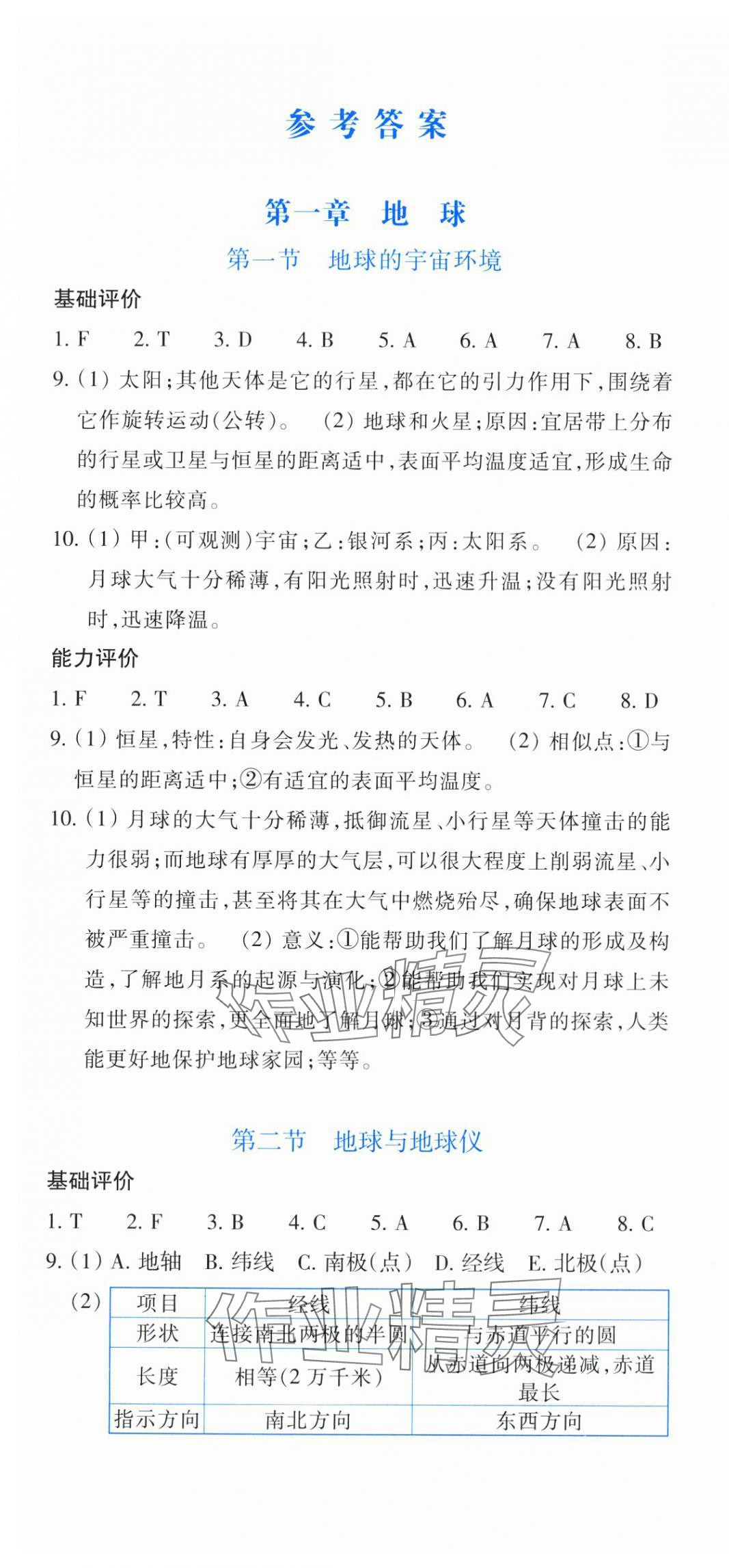 2025年学能评价七年级历史与社会地理上册人教版 参考答案第1页