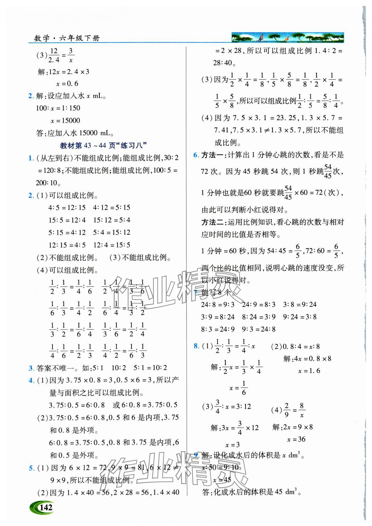 2025年世紀(jì)英才英才教程六年級(jí)數(shù)學(xué)下冊人教版 參考答案第12頁