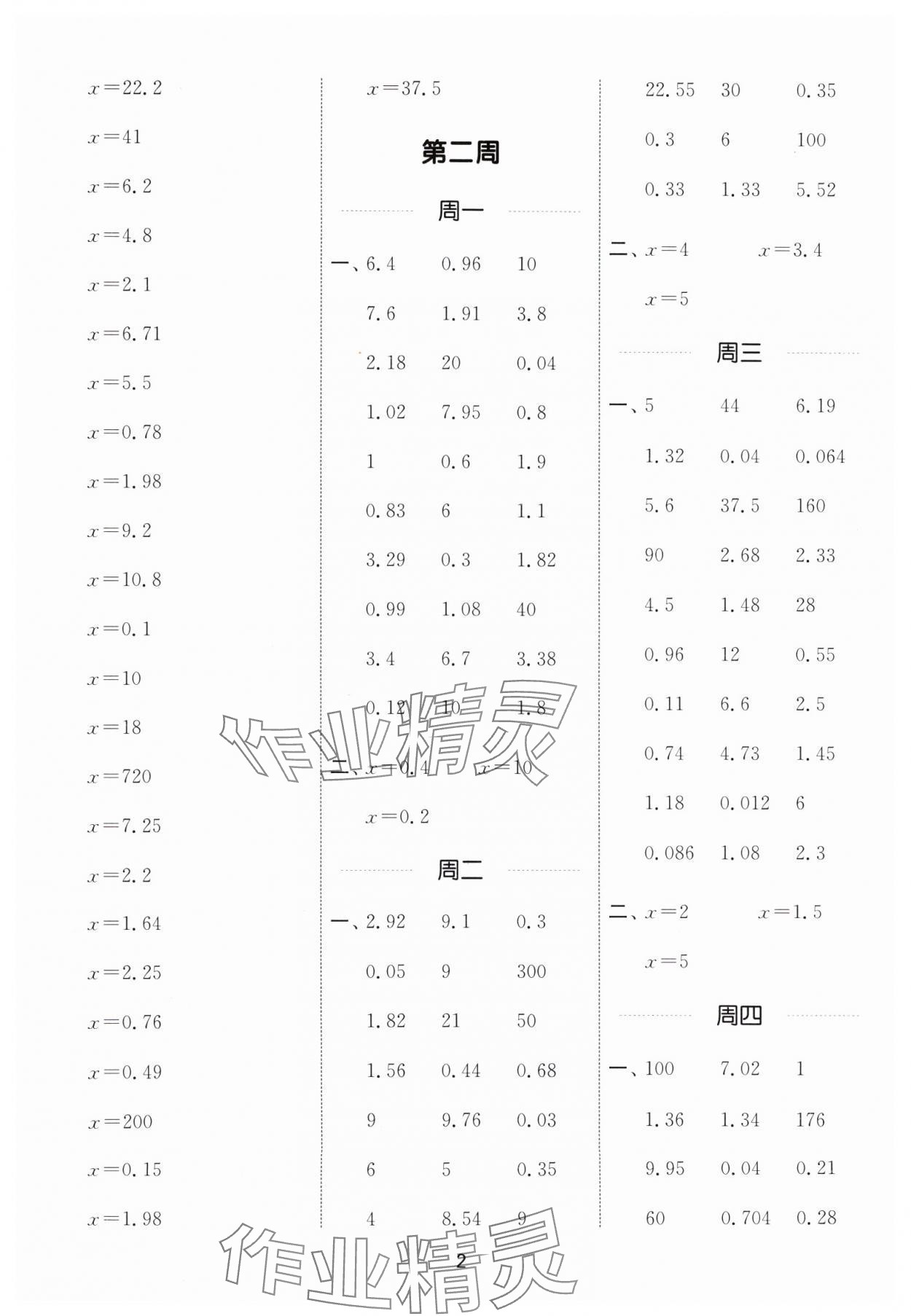 2024年通城学典计算能手五年级数学下册苏教版 第2页