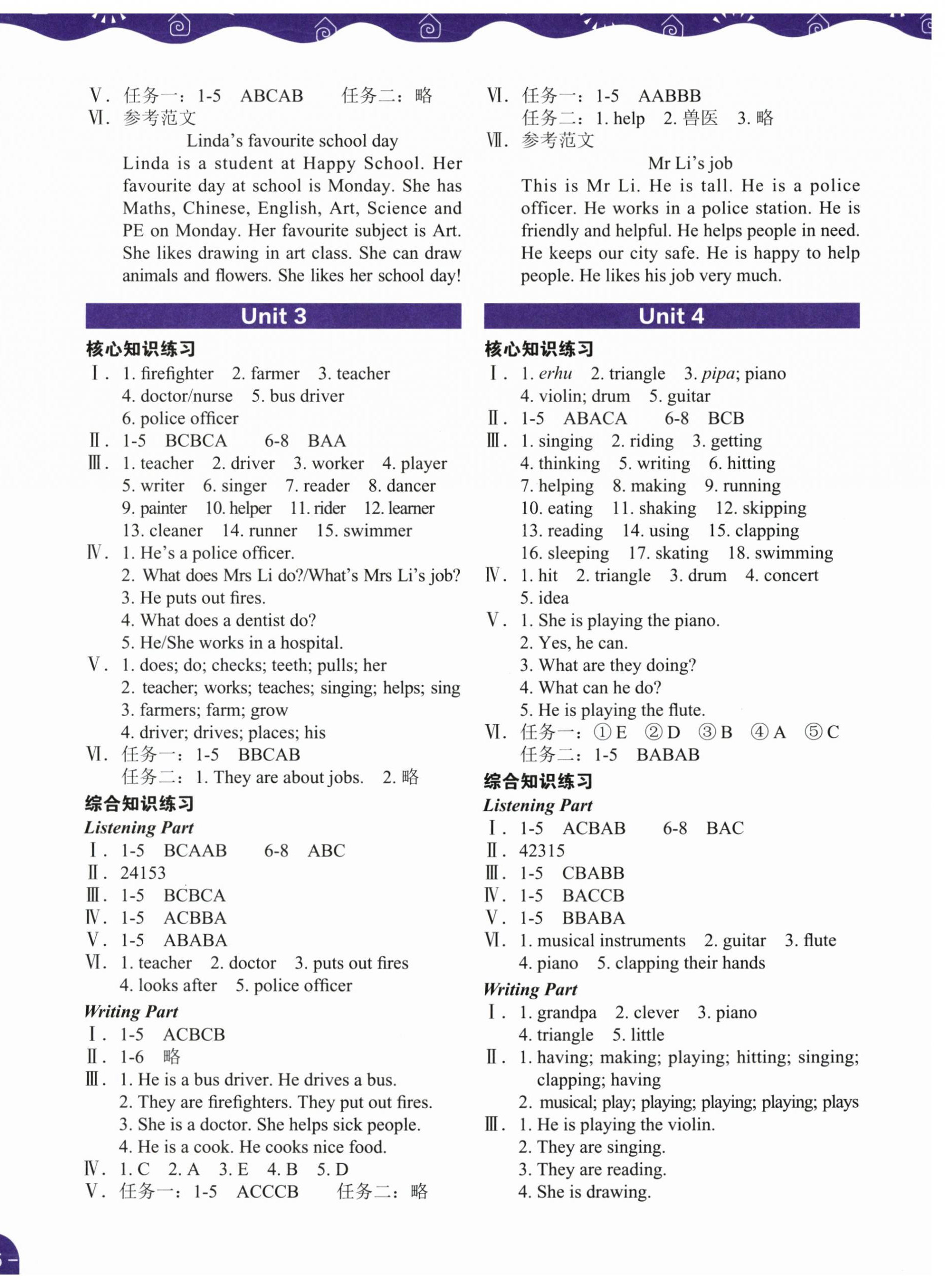 2026年深圳市小学英语课堂跟踪四年级下册沪教版&nbsp;参考答案第2页