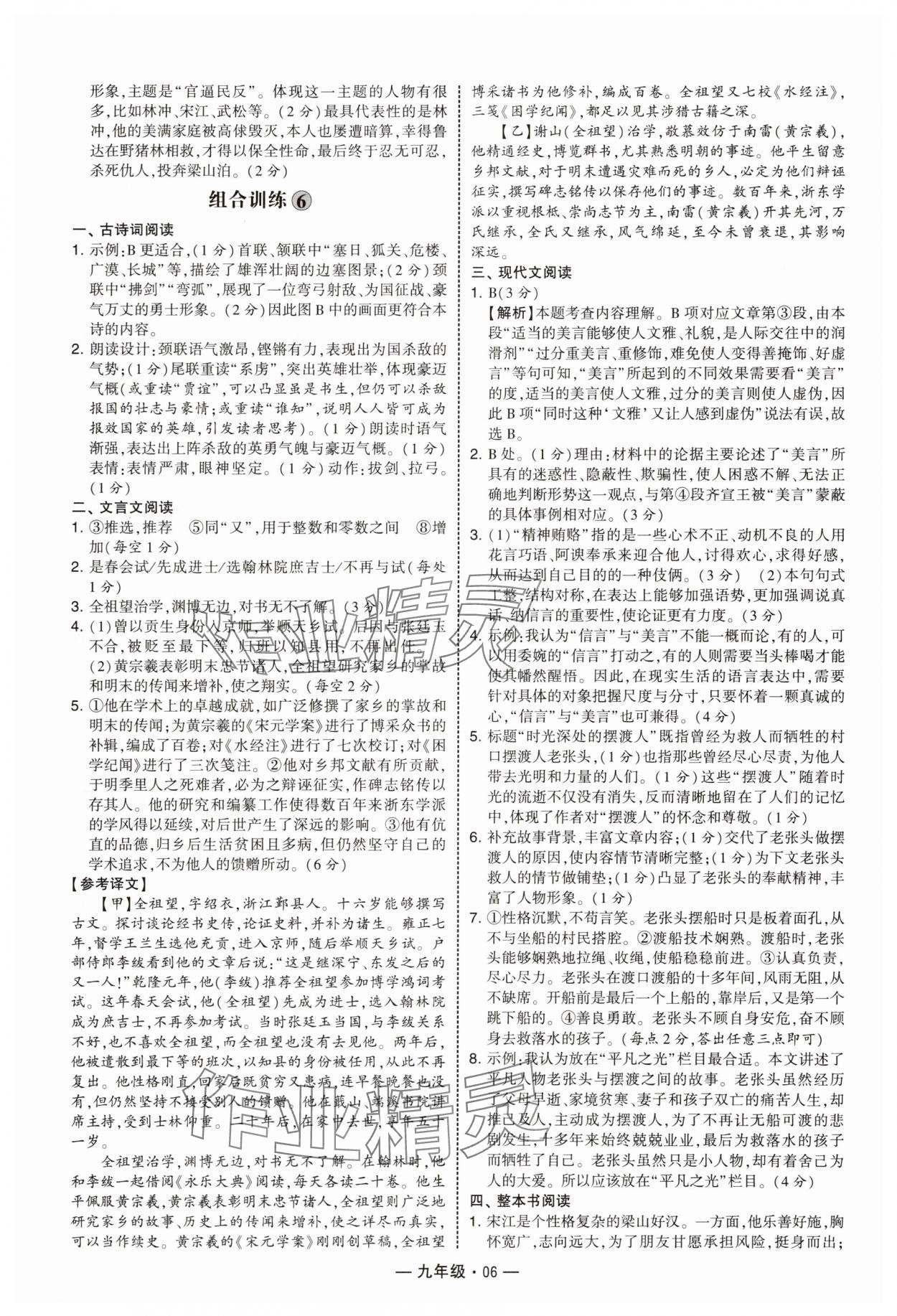 2025年學(xué)霸組合訓(xùn)練九年級(jí)語(yǔ)文人教版 第6頁(yè)