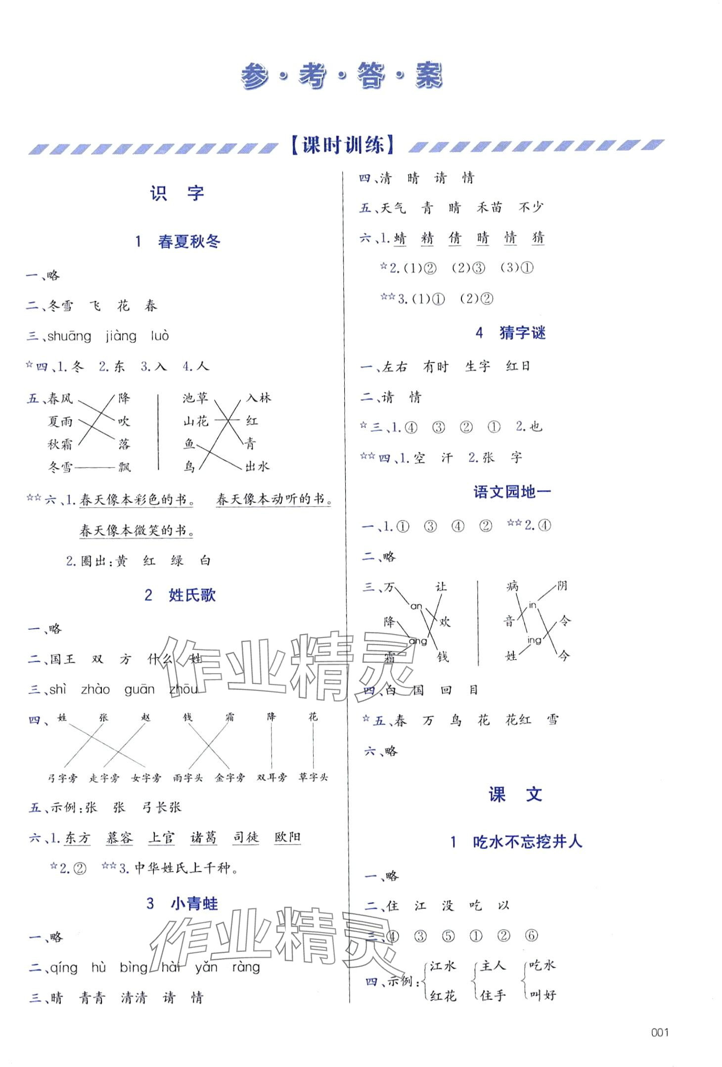 2024年学习质量监测一年级语文下册人教版 第1页