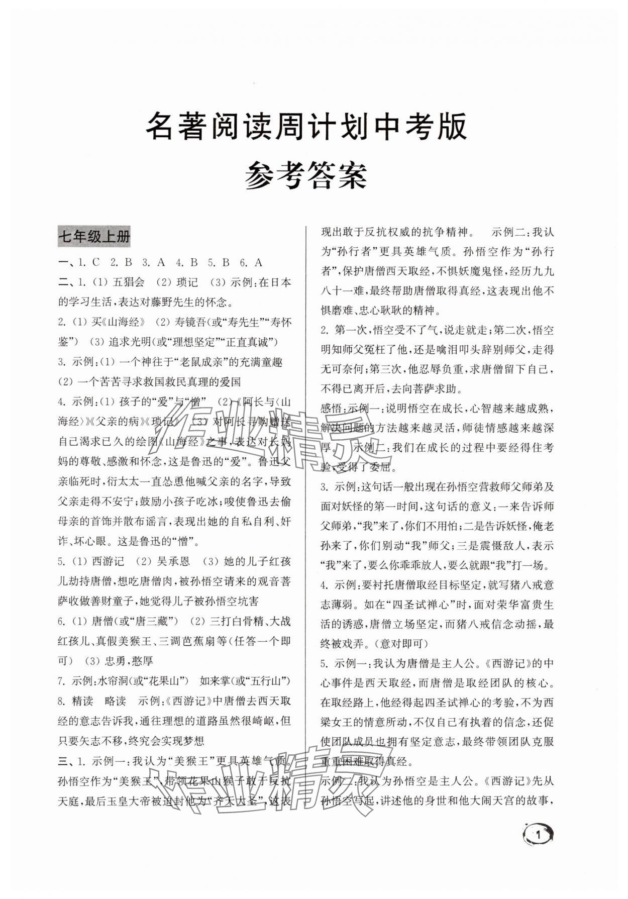 2025年名著閱讀周計劃語文中考版 第1頁