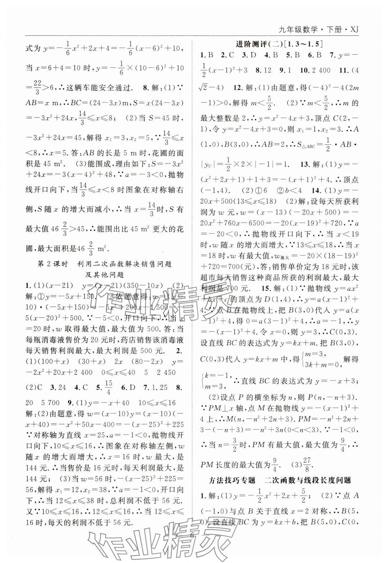 2025年名師學(xué)案九年級數(shù)學(xué)下冊湘教版 參考答案第6頁