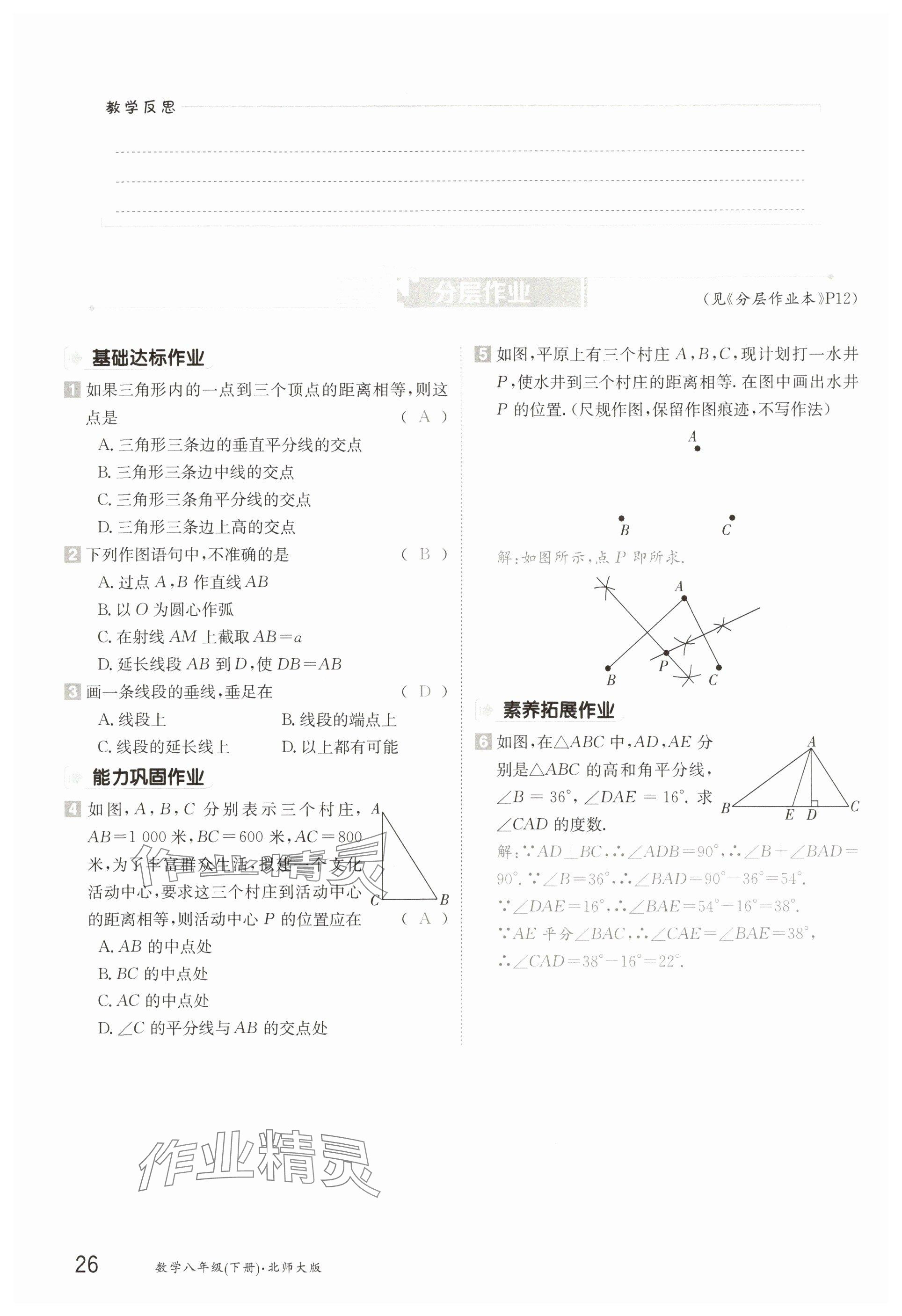 2025年金太陽導學案八年級數學下冊北師大版 參考答案第26頁