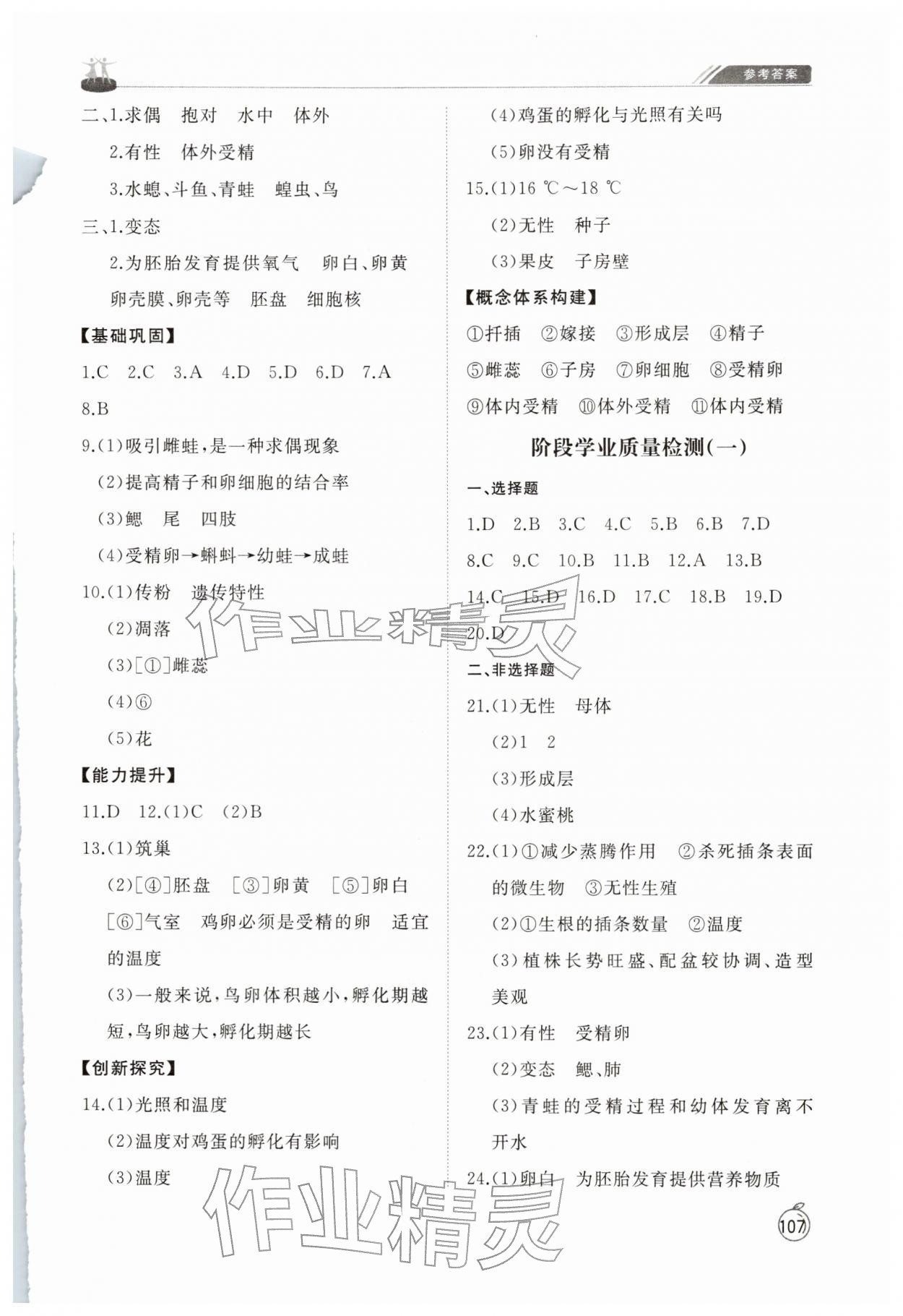 2026年同步练习册山东友谊出版社八年级生物下册人教版&nbsp;参考答案第2页