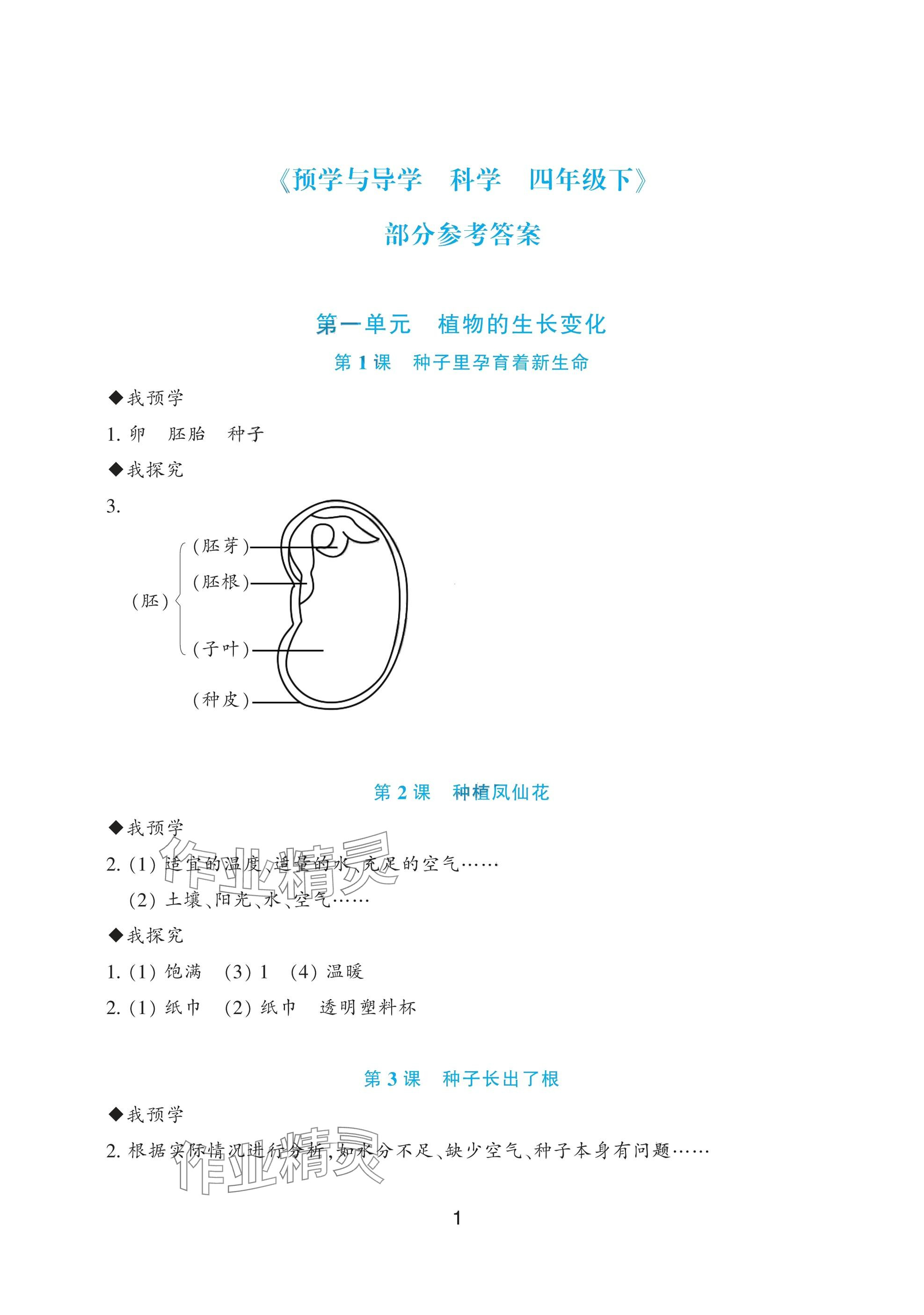 2025年預(yù)學(xué)與導(dǎo)學(xué)四年級(jí)科學(xué)下冊(cè)教科版 參考答案第1頁(yè)