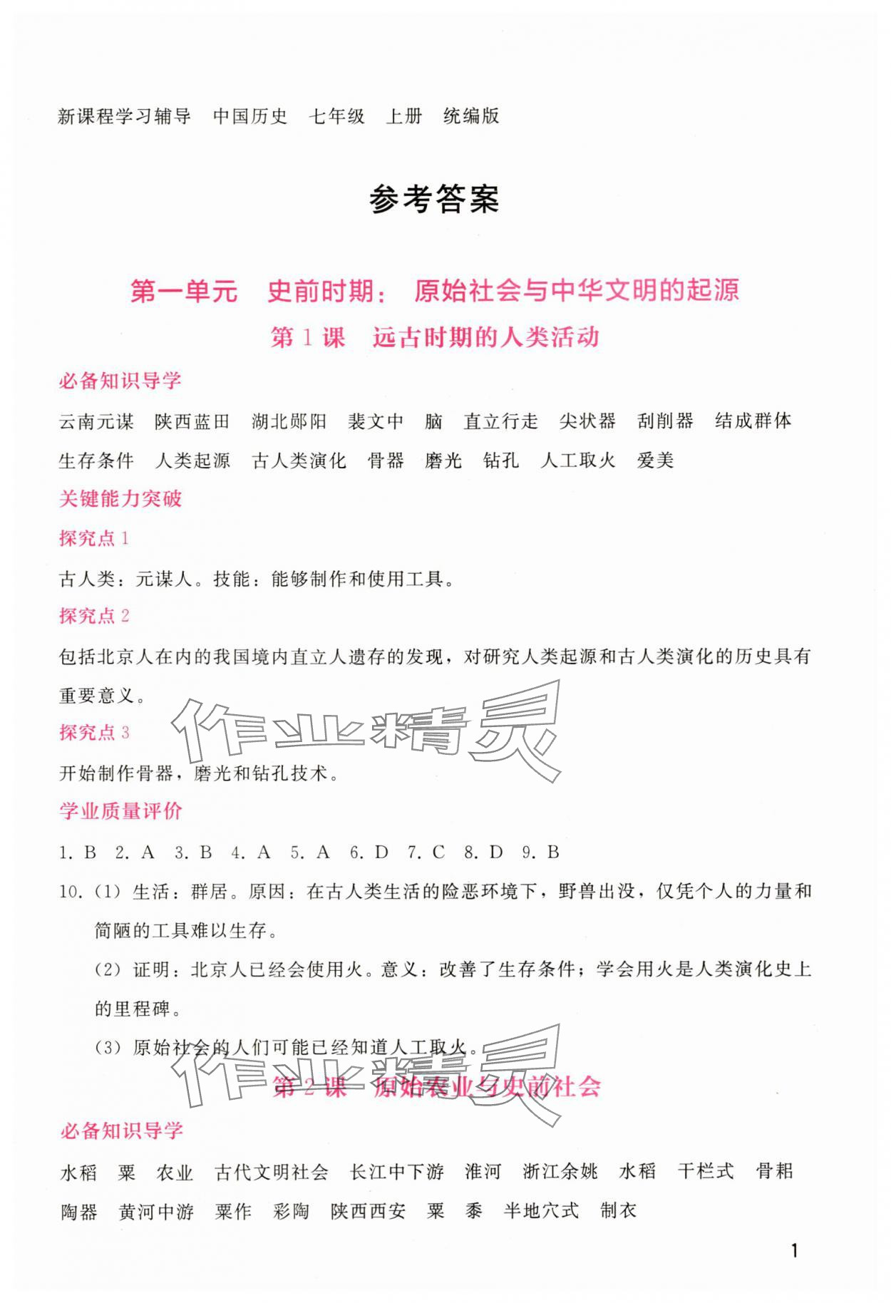 2025年新课程学习辅导七年级历史上册人教版 第1页