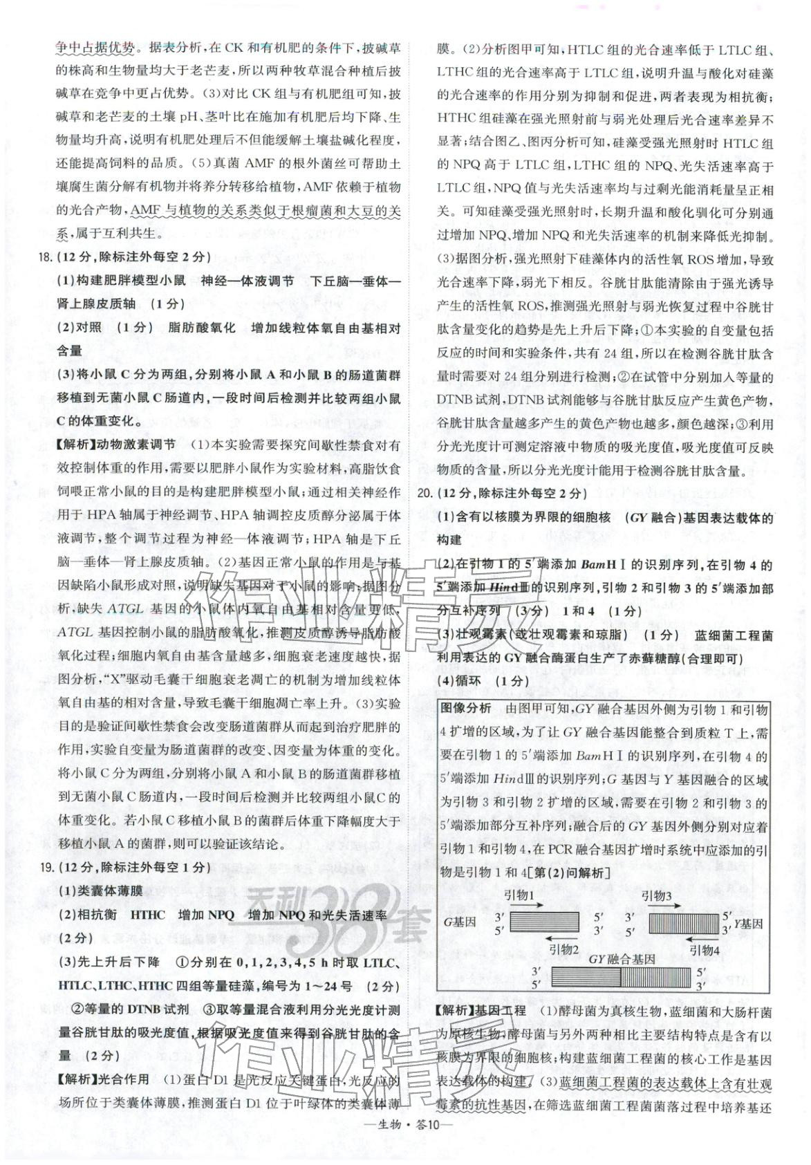 2026年高考模擬試題匯編高中生物全一冊(cè)通用版&nbsp;參考答案第10頁(yè)