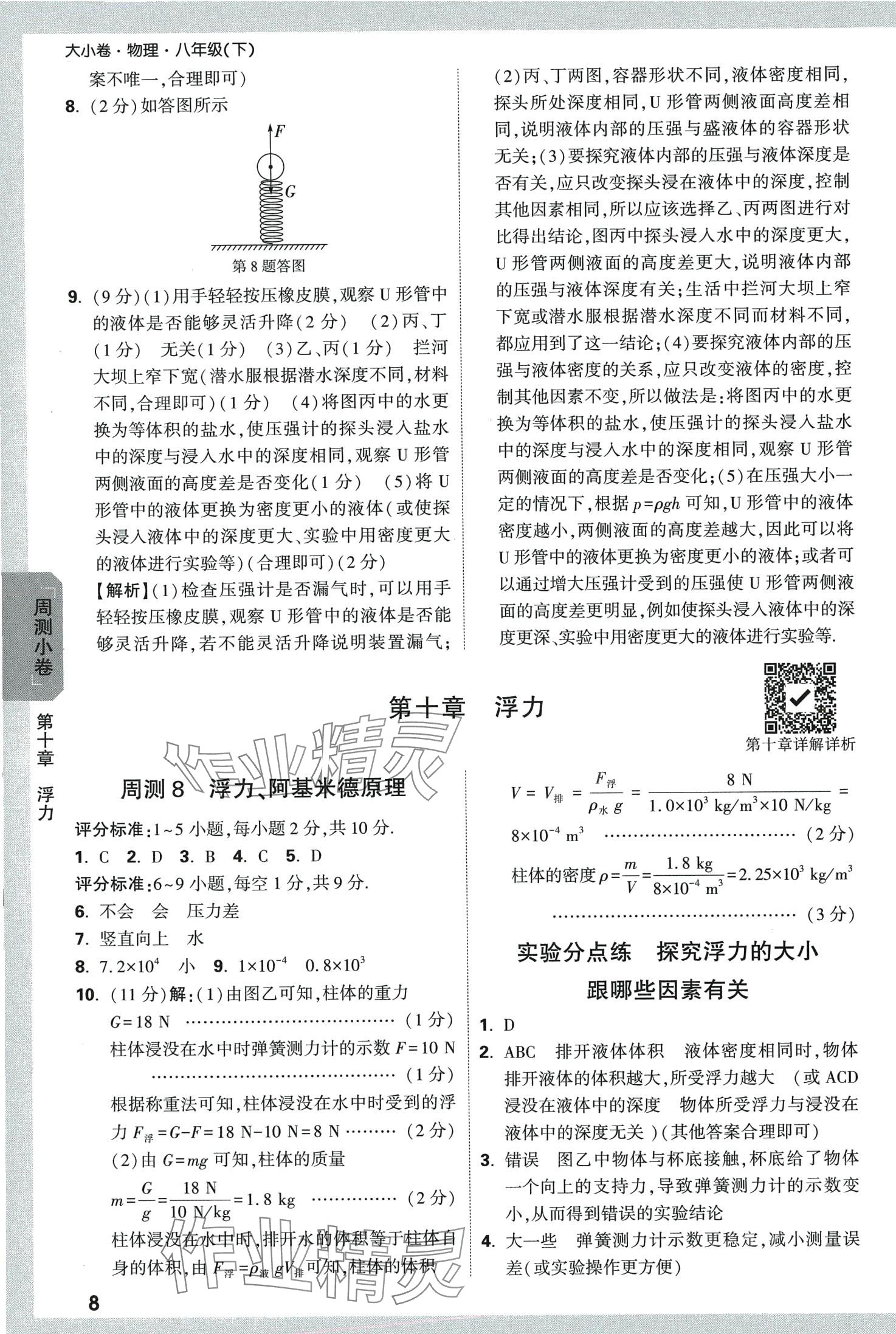 2024年萬唯中考大小卷八年級物理下冊人教版 第8頁