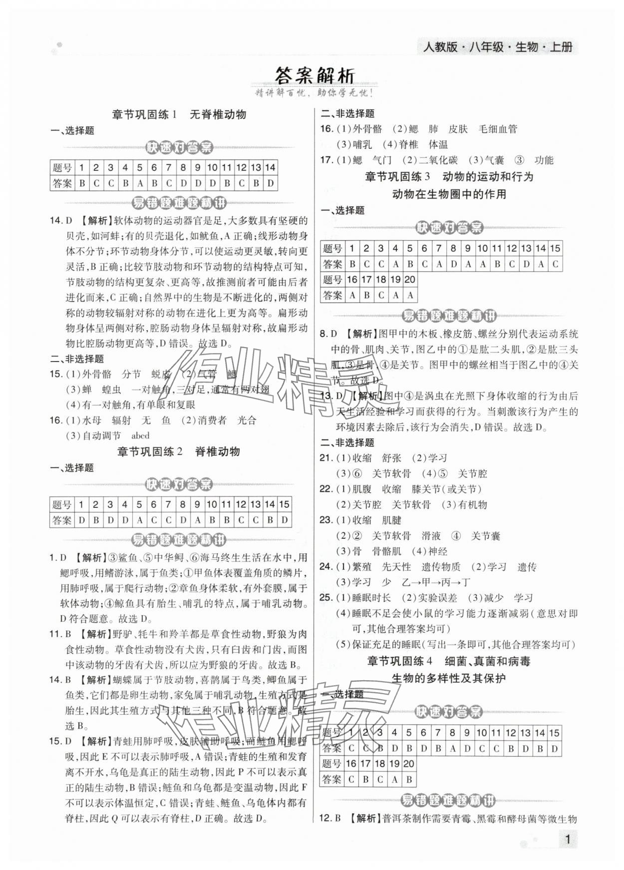 2024年期末考試必刷卷八年級生物上冊人教版河南專版 第1頁