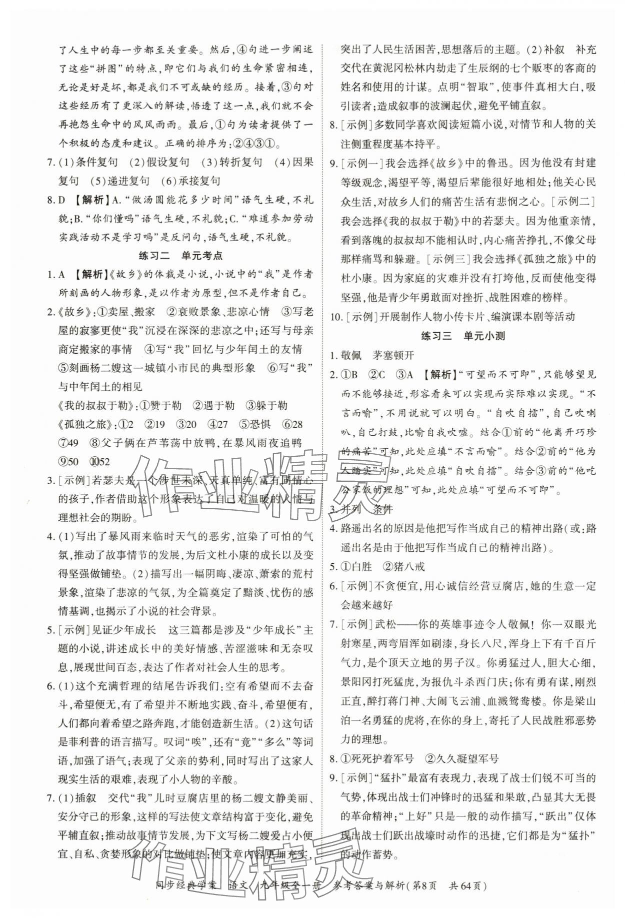 2024年同步經(jīng)典學(xué)案九年級(jí)語(yǔ)文全一冊(cè)人教版深圳專版 第8頁(yè)