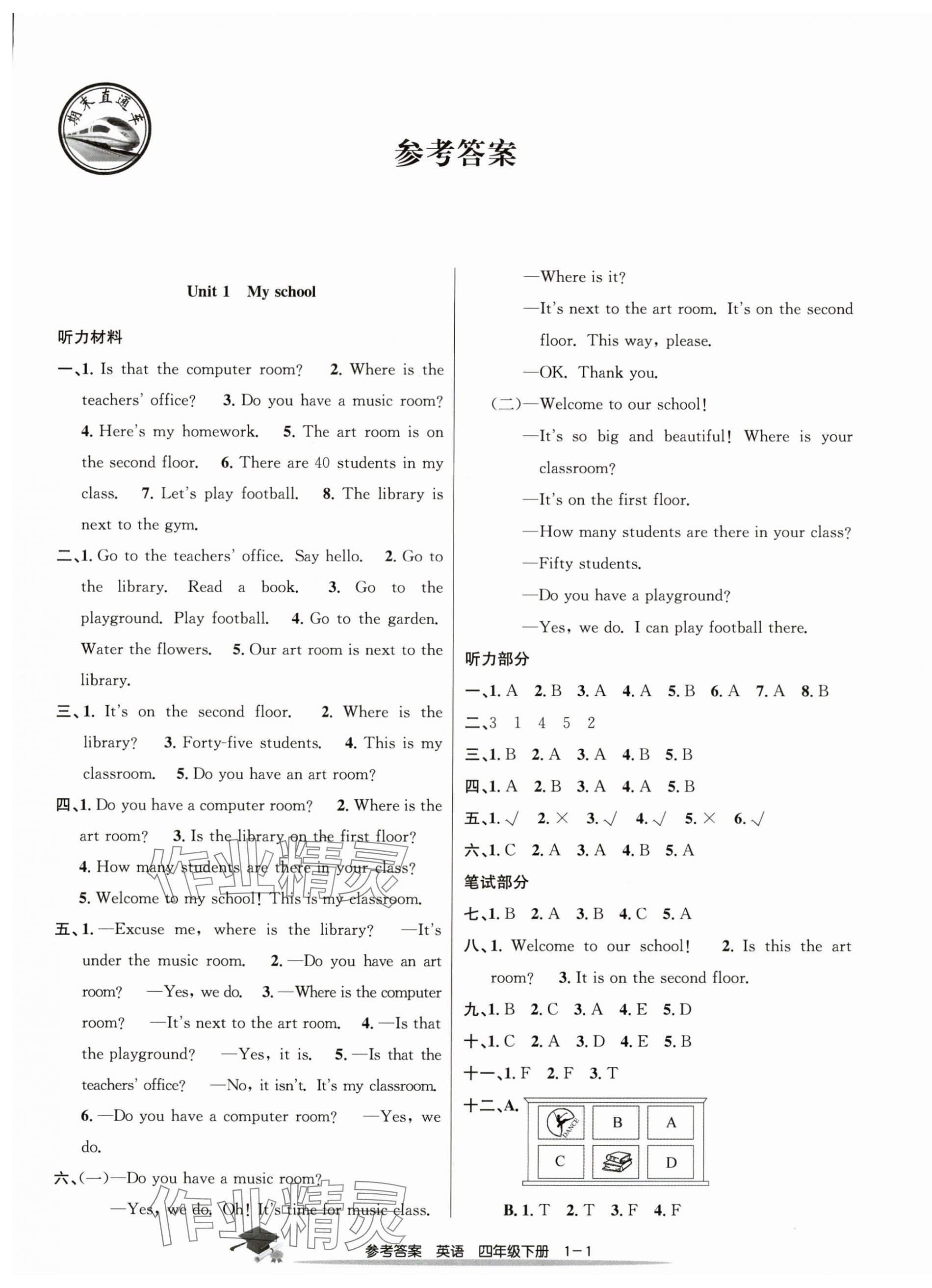 2025年期末直通車四年級英語下冊人教版 第1頁