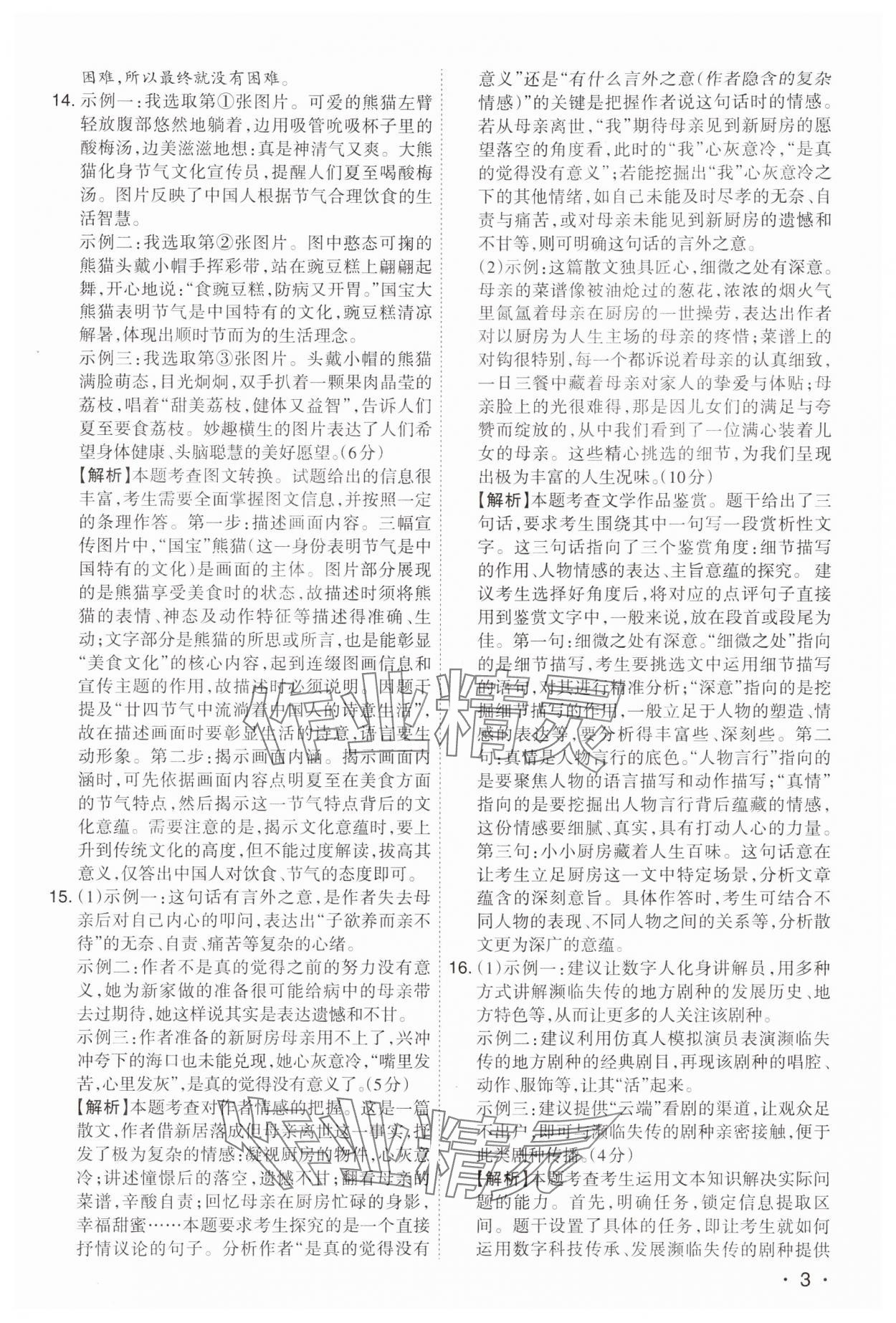 2024年開路先鋒試題精選語文山西專版 第3頁