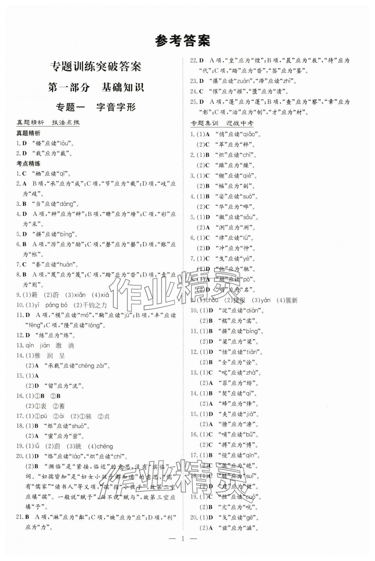 2024年中考總復(fù)習(xí)導(dǎo)與練語文包頭專版 第1頁