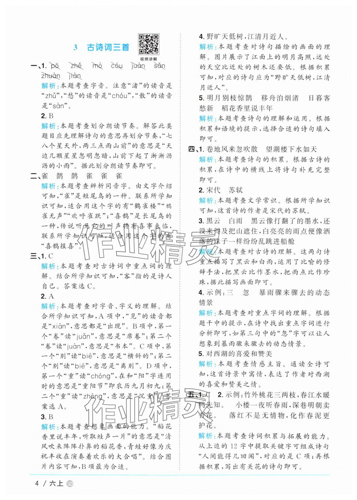 2025年陽光同學(xué)課時優(yōu)化作業(yè)六年級語文上冊人教版菏澤專版 第4頁