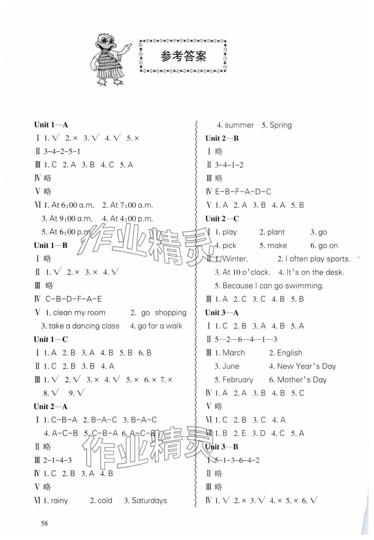 2024年小學(xué)課堂練習(xí)合肥工業(yè)大學(xué)出版社五年級英語下冊人教版 參考答案第1頁