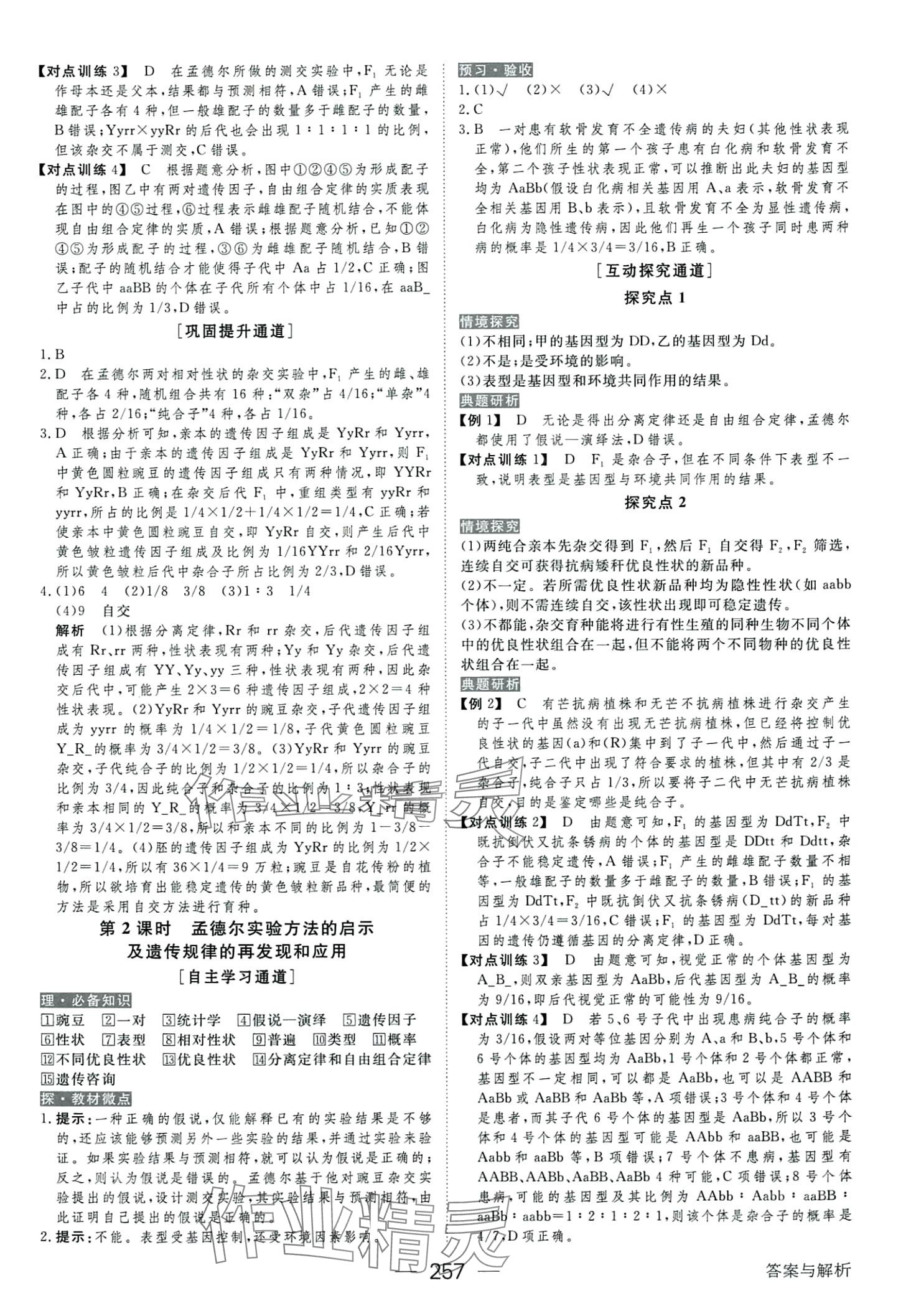 2024年綠色通道高中生物必修2人教版 第5頁(yè)