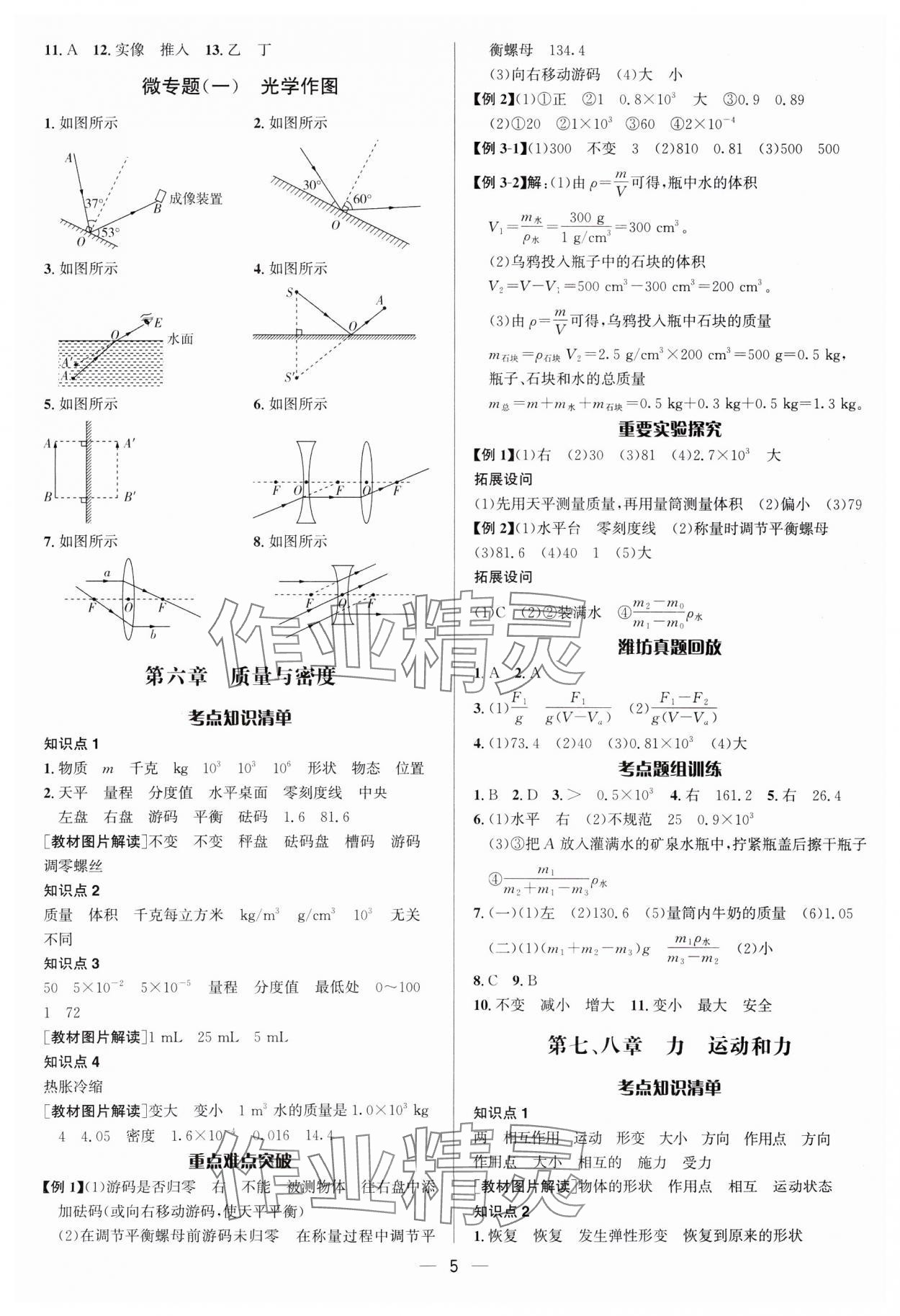 2025年中考對(duì)策物理濰坊專版 參考答案第5頁(yè)