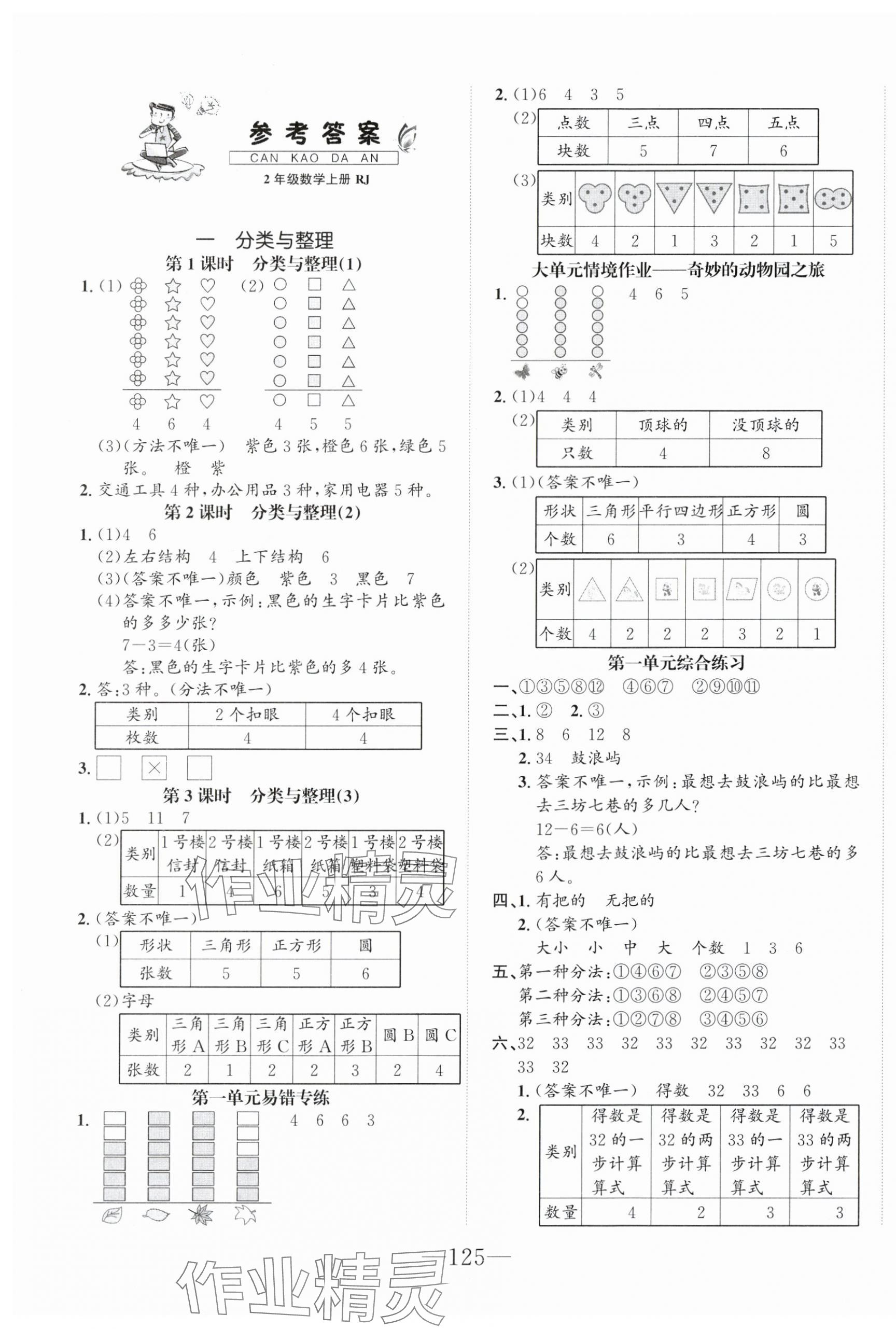 2025年一课3练培优作业本二年级数学上册人教版福建专版 第1页