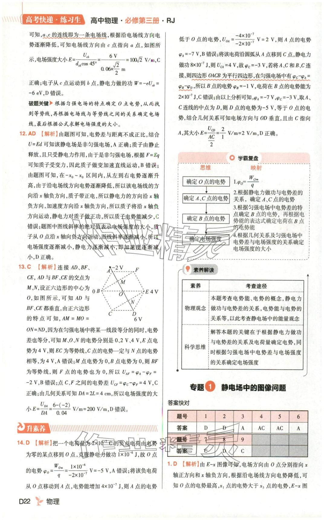 2025年练习生高中物理必修第三册人教版&nbsp;第22页