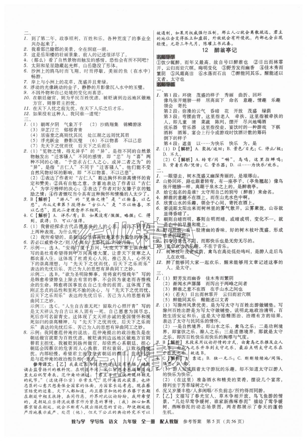 2025年教與學(xué)學(xué)導(dǎo)練九年級(jí)語(yǔ)文全一冊(cè)人教版 第5頁(yè)