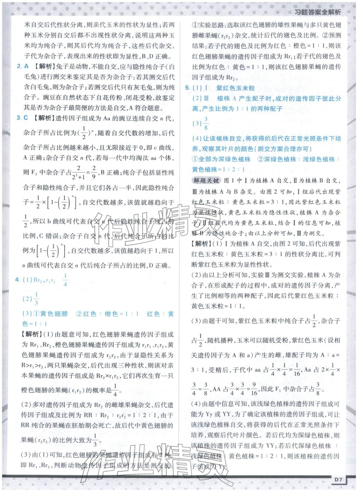 2025年上分攻略高中生物必修第二册人教版&nbsp;第7页