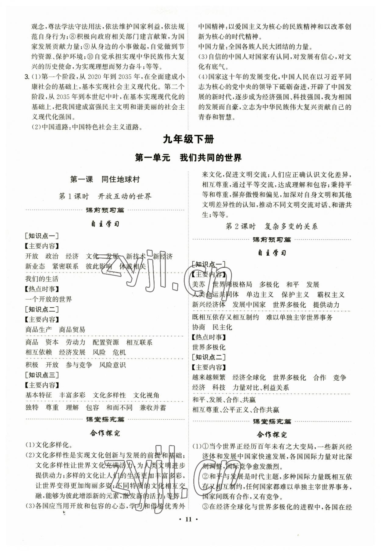 2023年精準(zhǔn)同步九年級道德與法治全一冊人教版廣州專版 第11頁