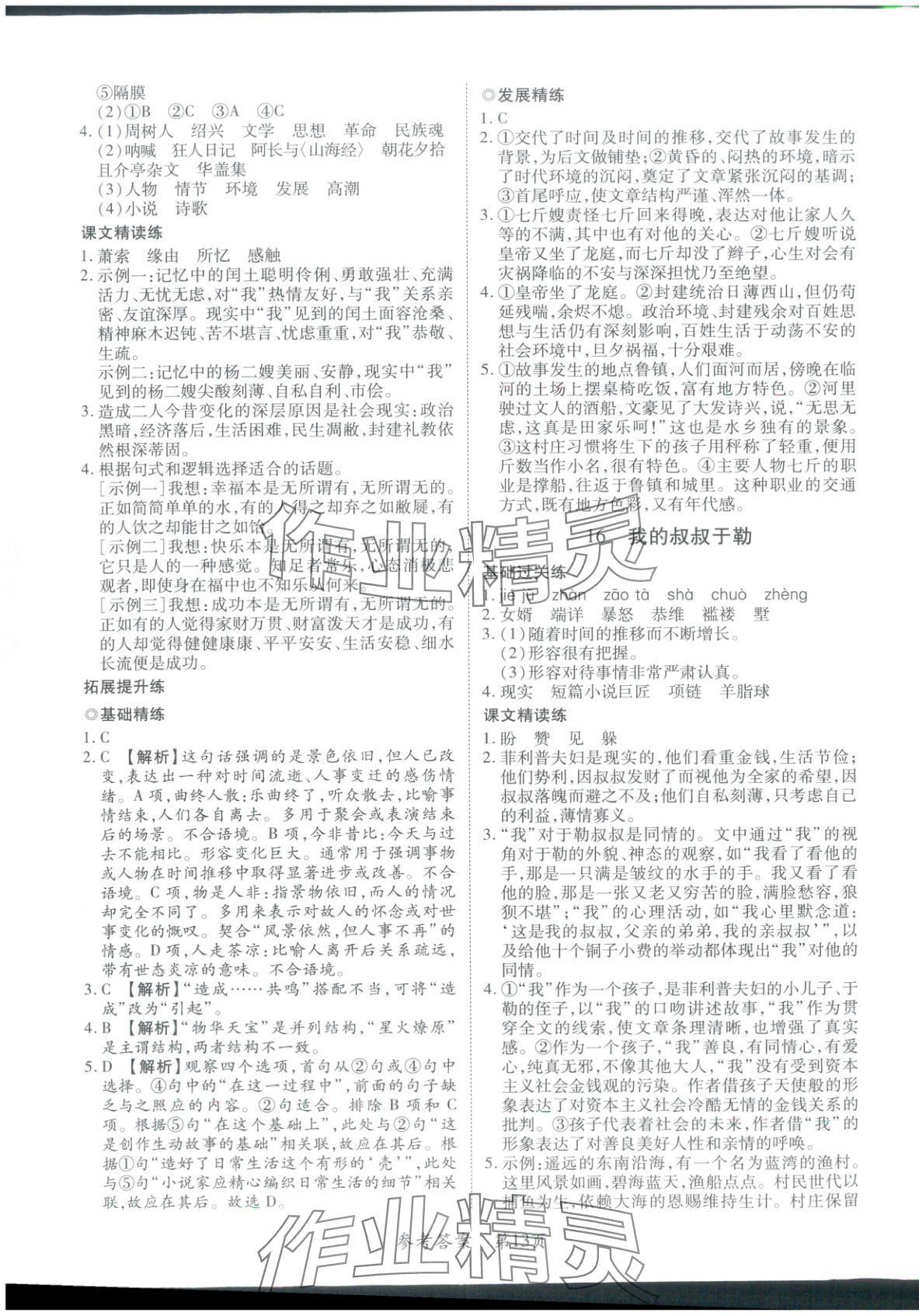 2025年新教材新评估九年级语文全一册人教版&nbsp;第13页