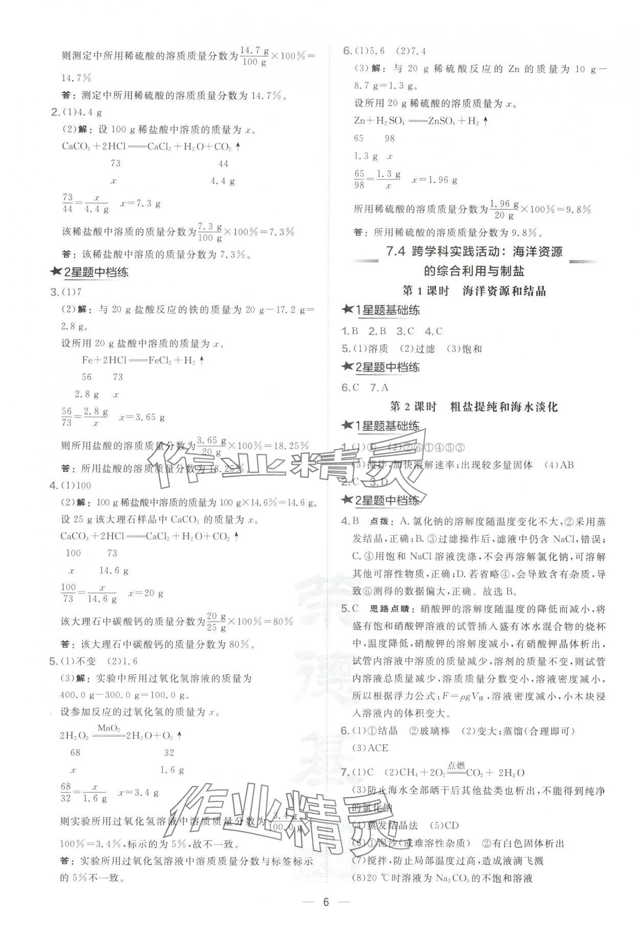 2025年點撥訓(xùn)練九年級化學(xué)下冊開心版陜西專版&nbsp;第6頁