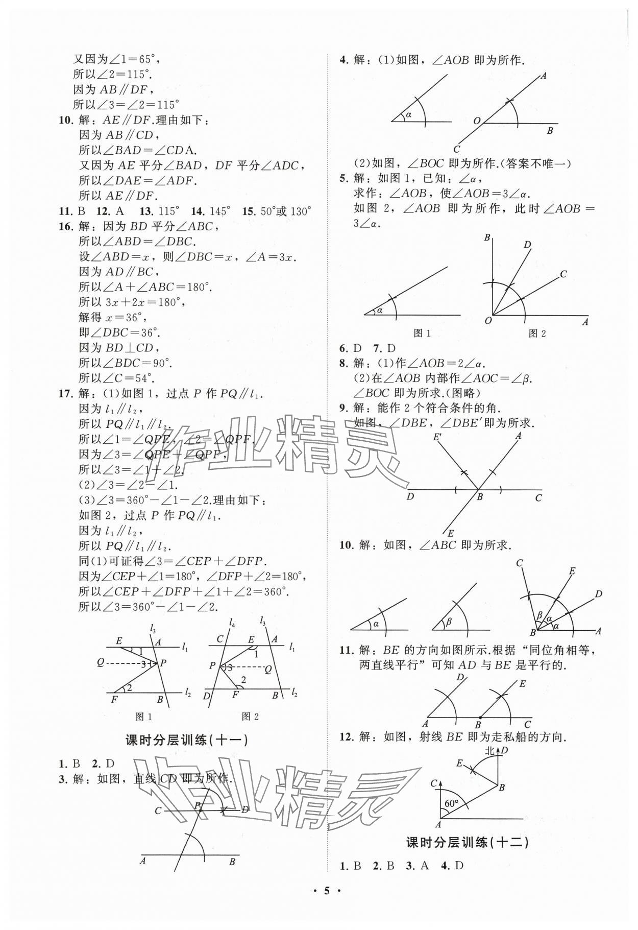 2024年同步練習(xí)冊分層卷七年級數(shù)學(xué)下冊北師大版 參考答案第5頁