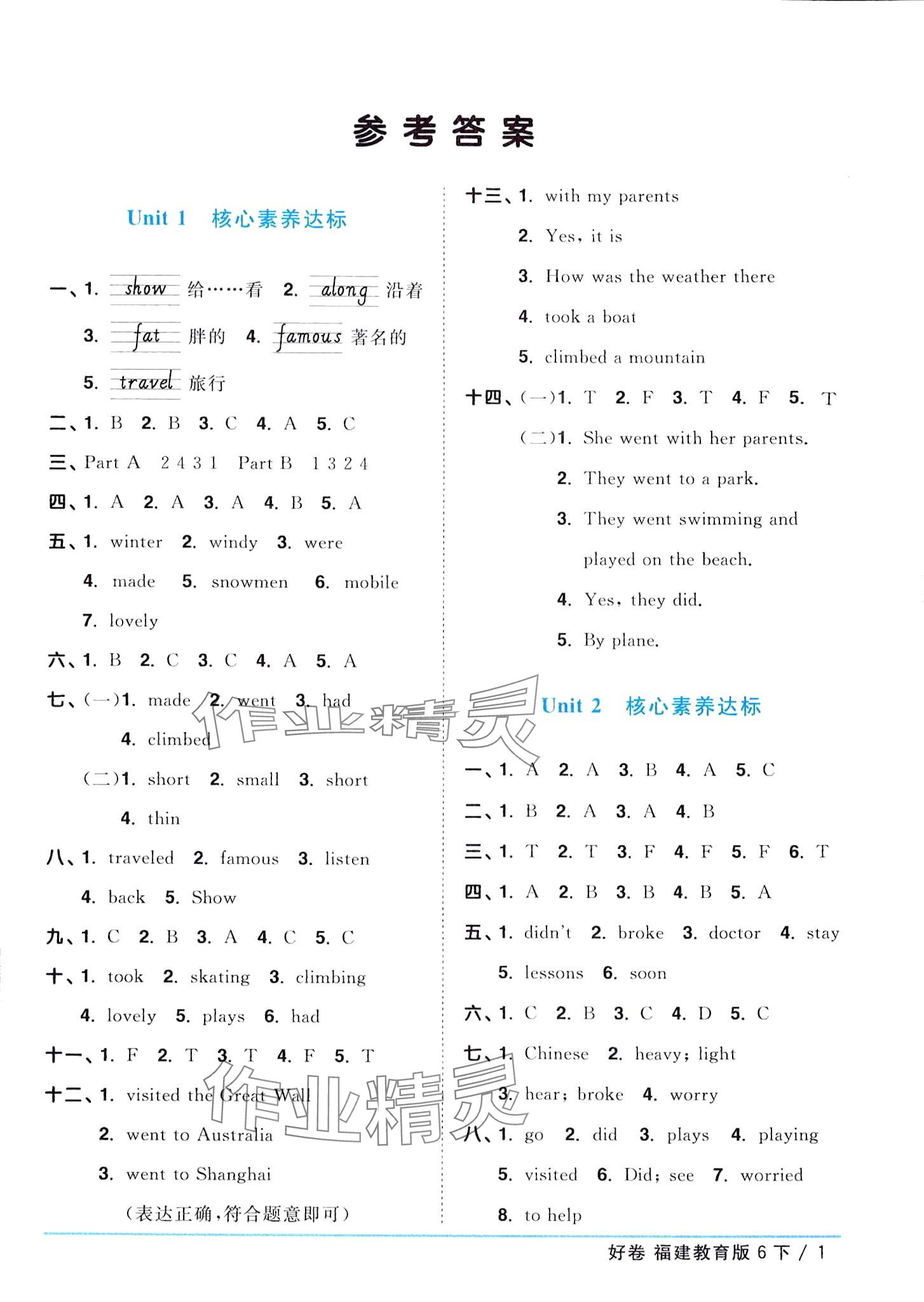 2024年陽光同學(xué)一線名師全優(yōu)好卷六年級英語下冊閩教版 第1頁