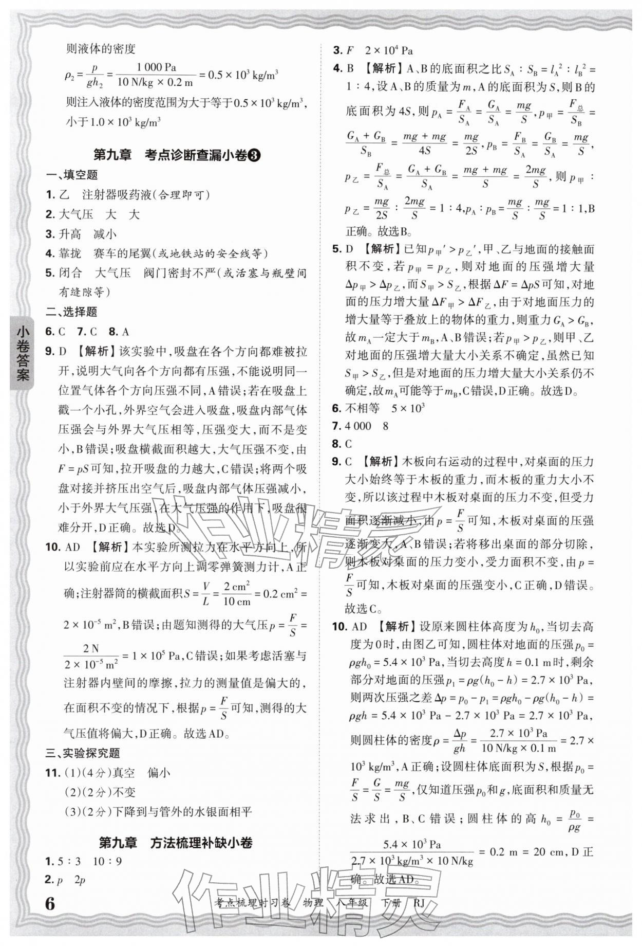 2026年王朝霞考点梳理时习卷八年级物理下册人教版&nbsp;第6页