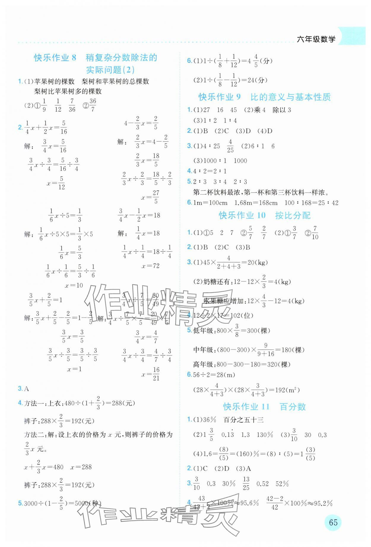 2025年黄冈小状元寒假作业龙门书局六年级数学 第3页