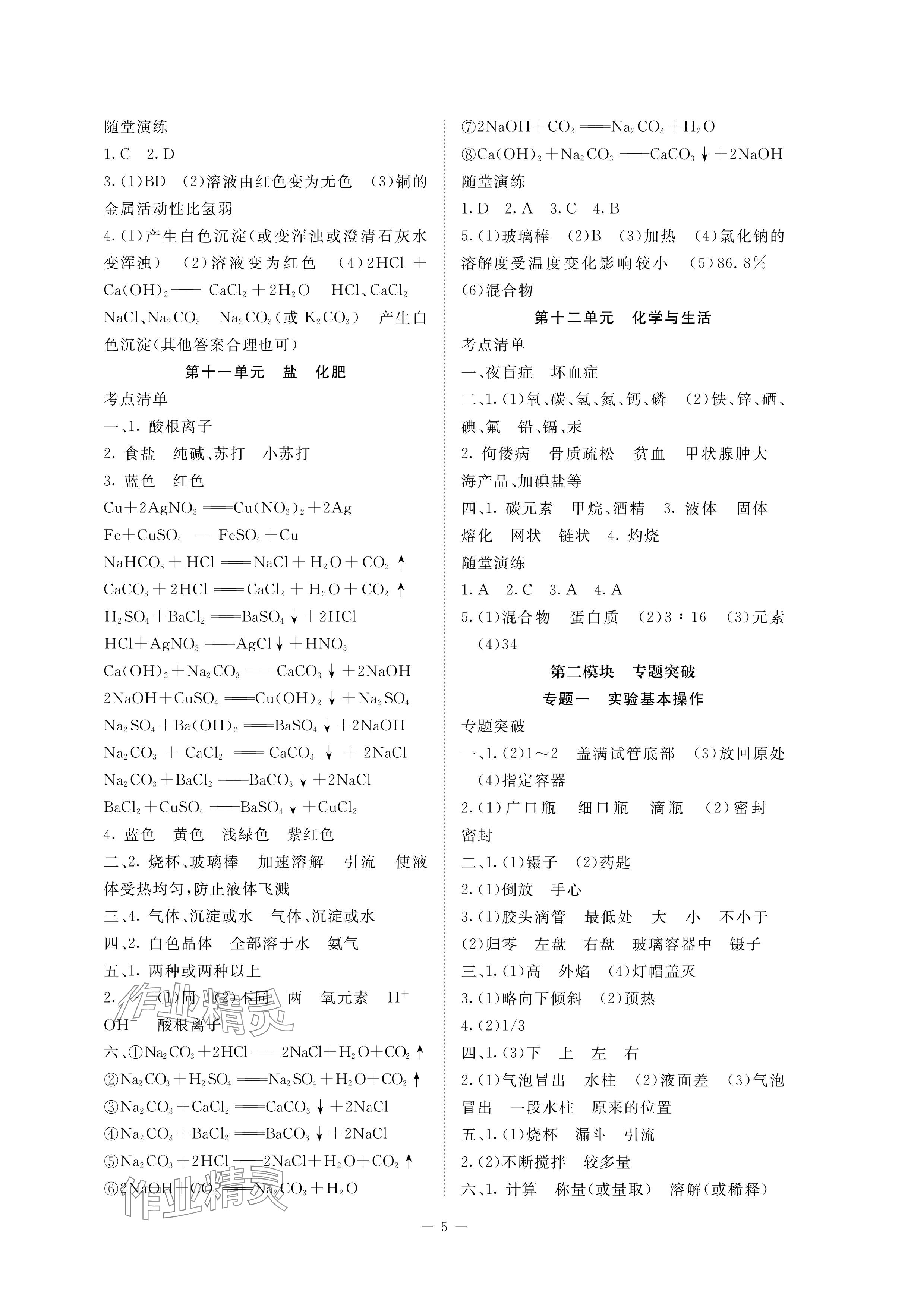 2024年芝麻開花學考方略化學 參考答案第5頁
