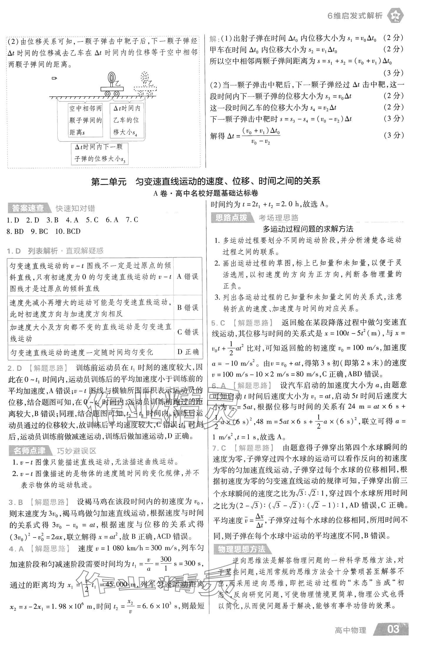 2024年金考卷活頁(yè)題選高中物理必修第一冊(cè)人教版 第5頁(yè)