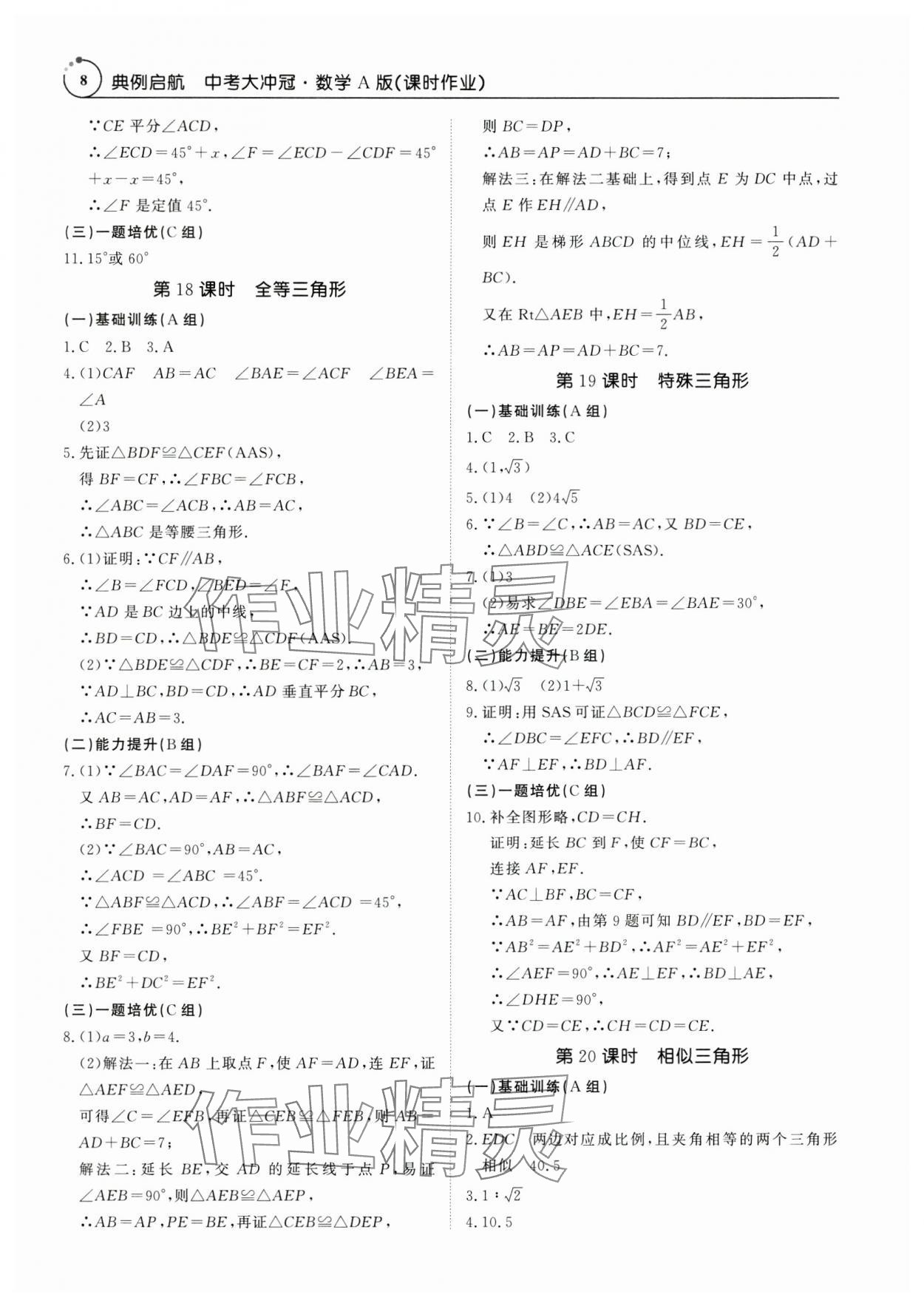 2025年典例啟航中考大沖冠數學廣州專版 參考答案第8頁