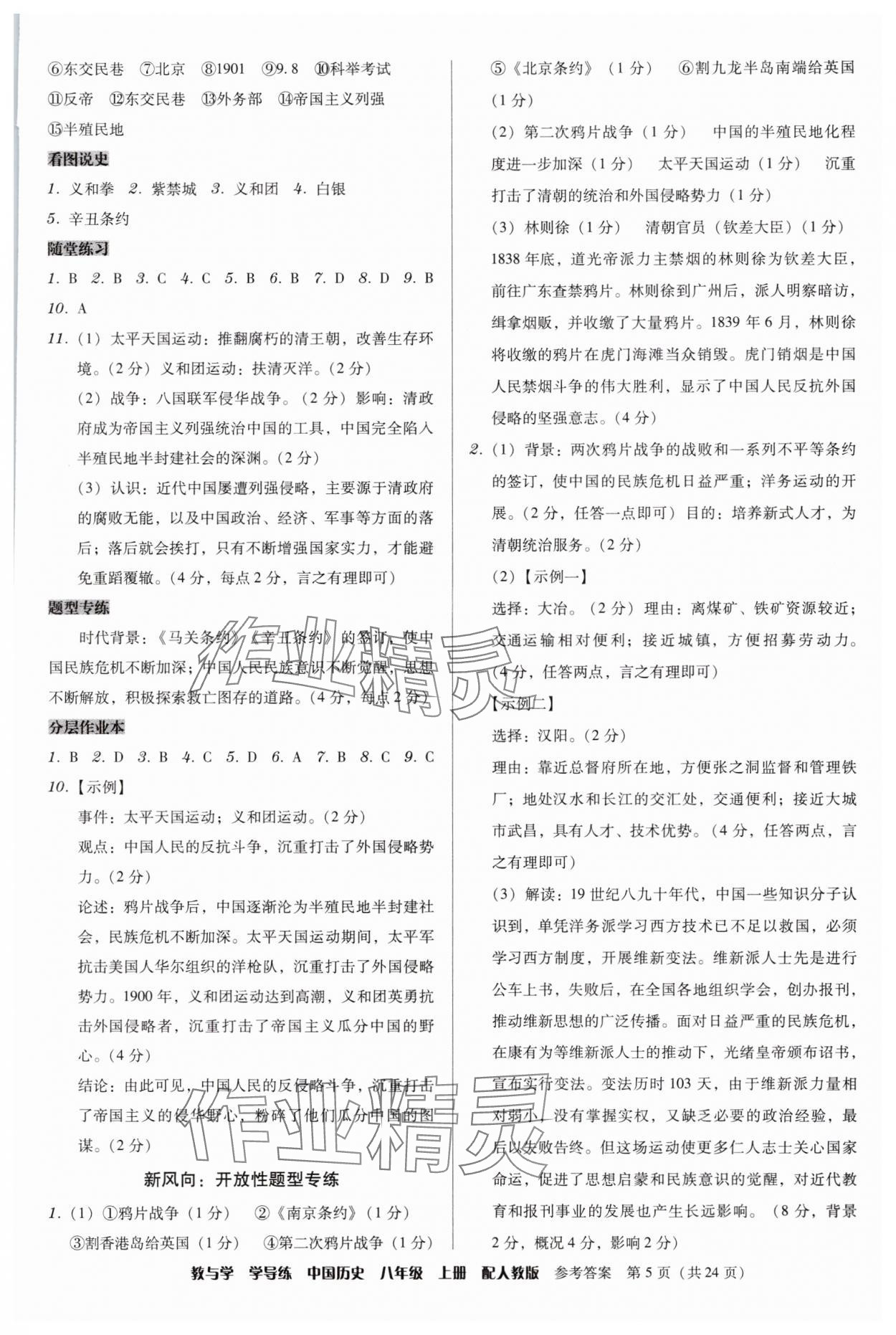 2025年教與學學導練八年級歷史上冊人教版&nbsp;第5頁