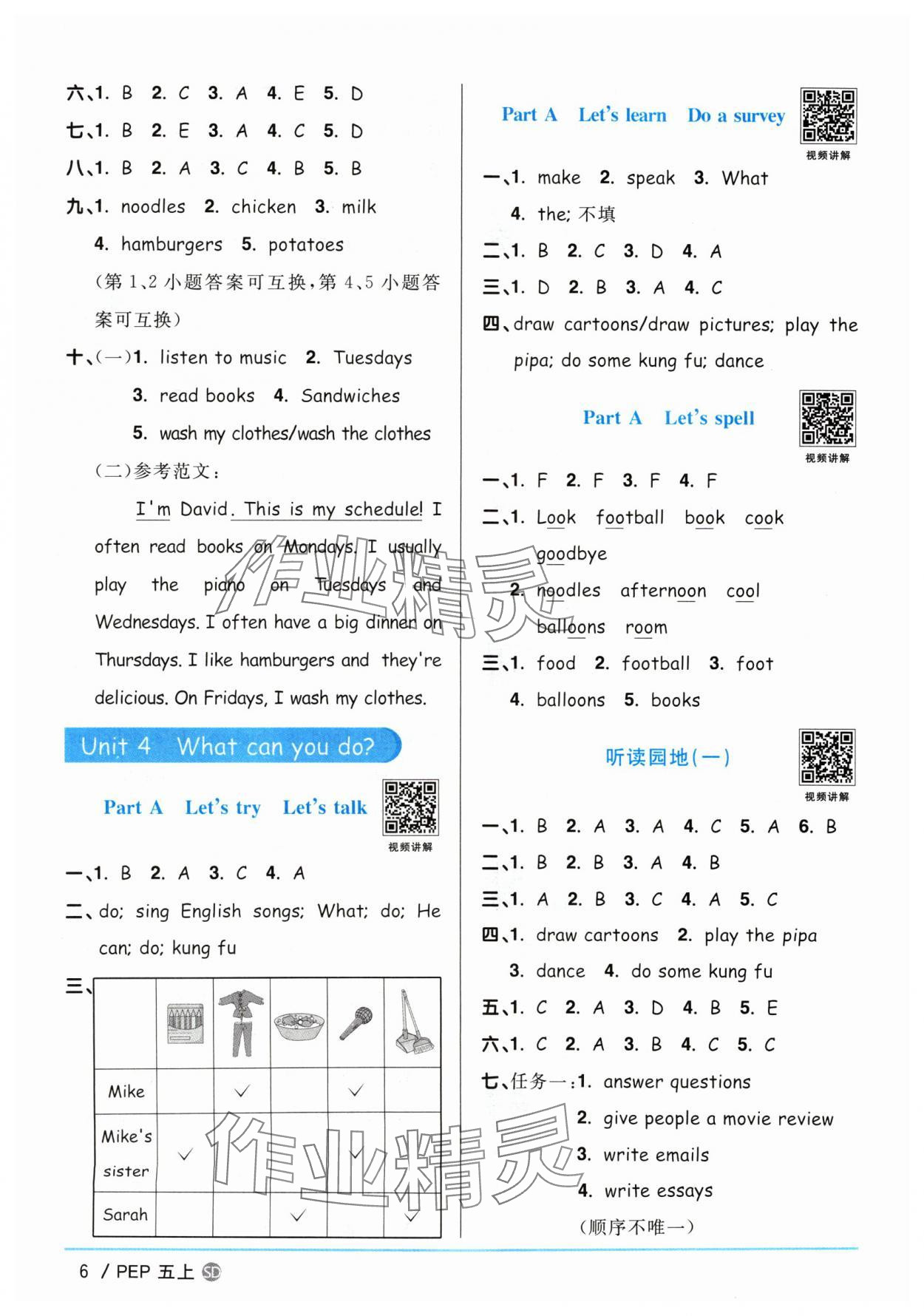 2024年陽(yáng)光同學(xué)課時(shí)優(yōu)化作業(yè)五年級(jí)英語(yǔ)上冊(cè)人教版山東專版 參考答案第6頁(yè)