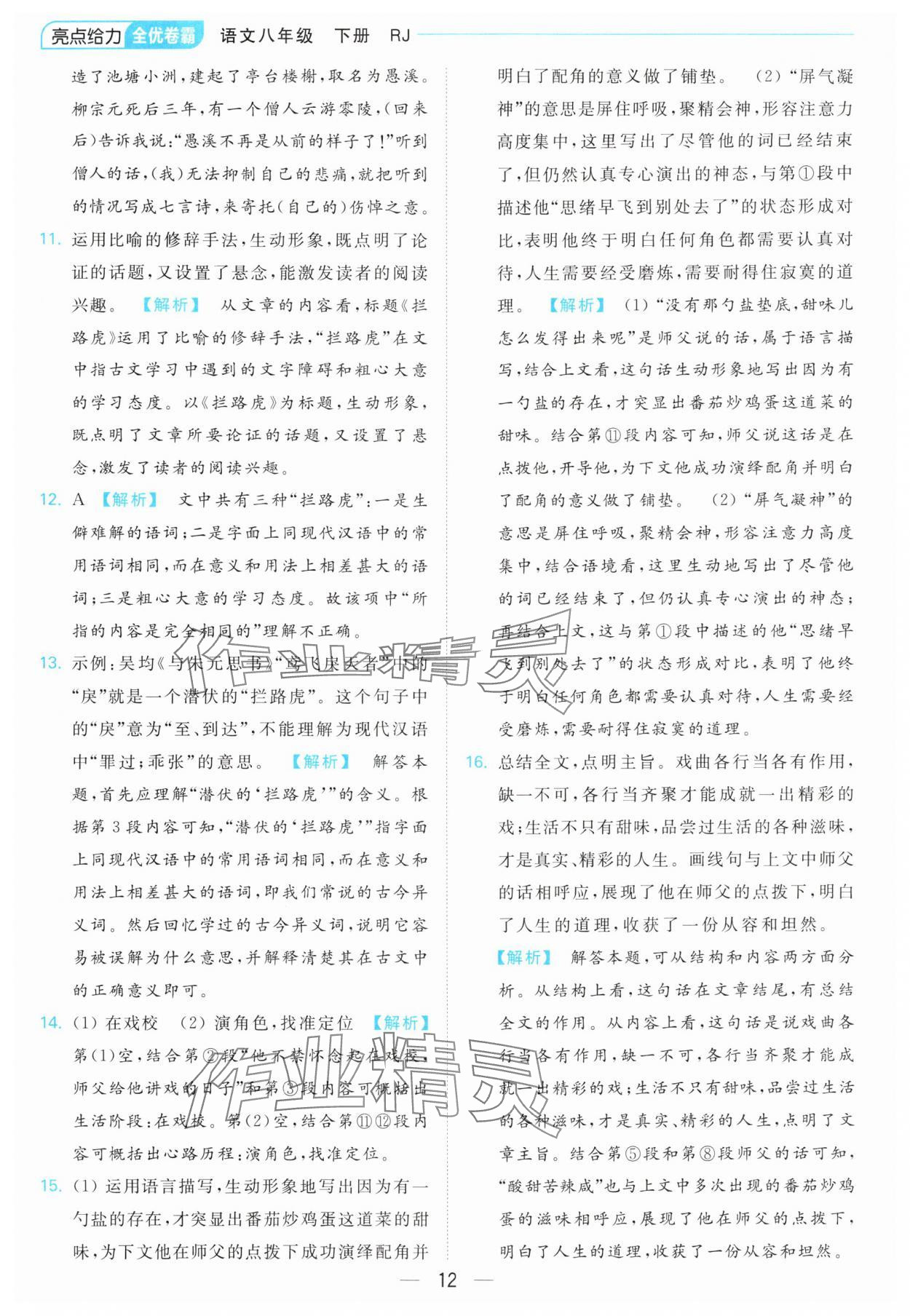 2024年亮點(diǎn)給力全優(yōu)卷霸八年級(jí)語(yǔ)文下冊(cè)人教版 第12頁(yè)