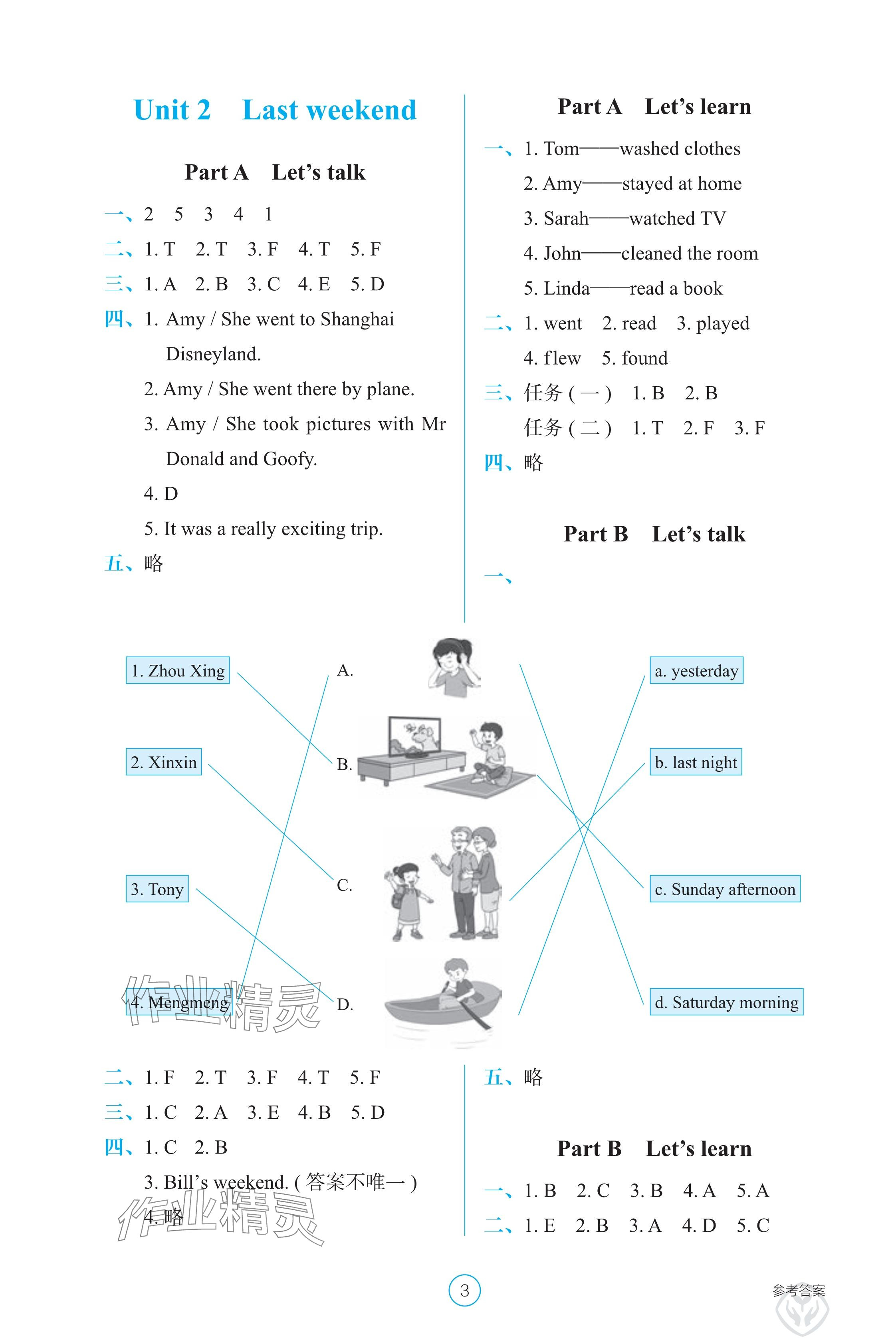 2025年學生基礎性作業(yè)六年級英語下冊人教版 參考答案第3頁
