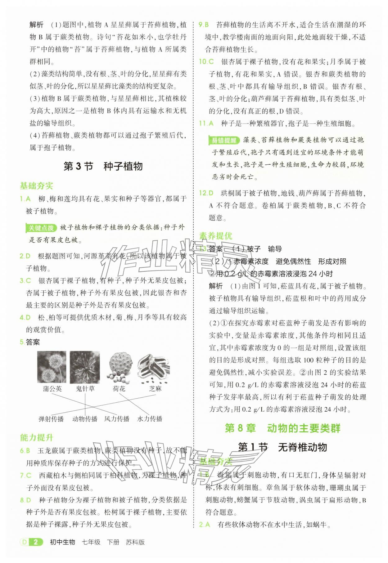 2026年5年中考3年模拟七年级生物下册苏科版&nbsp;第2页