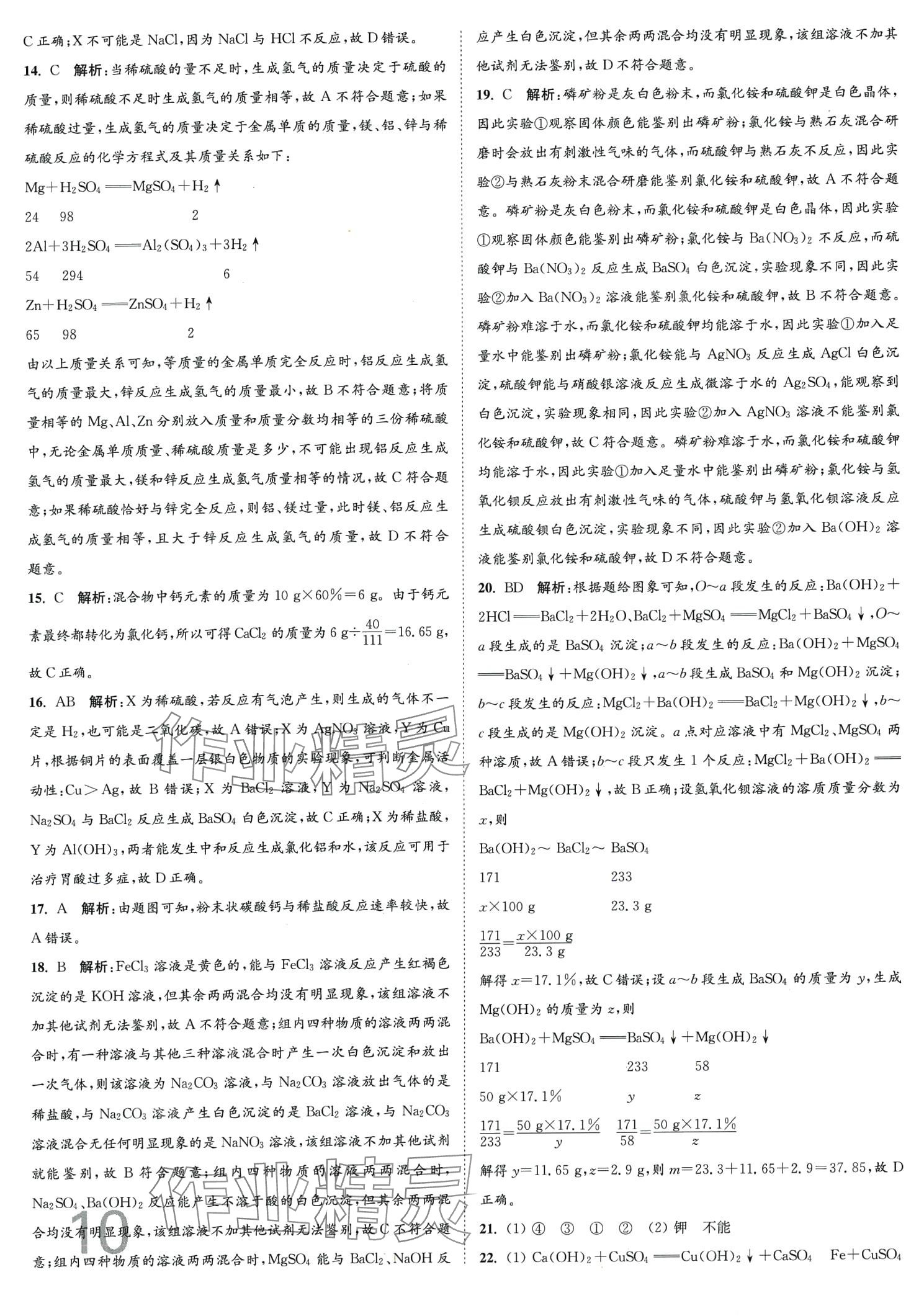 2024年江苏密卷九年级化学下册沪教版 第10页