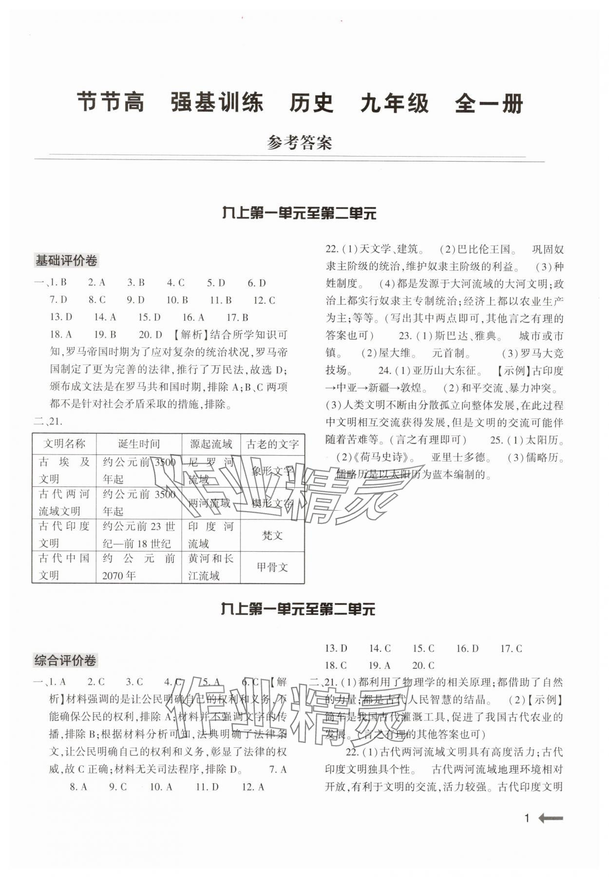 2024年強基訓練九年級歷史全一冊人教版 第1頁