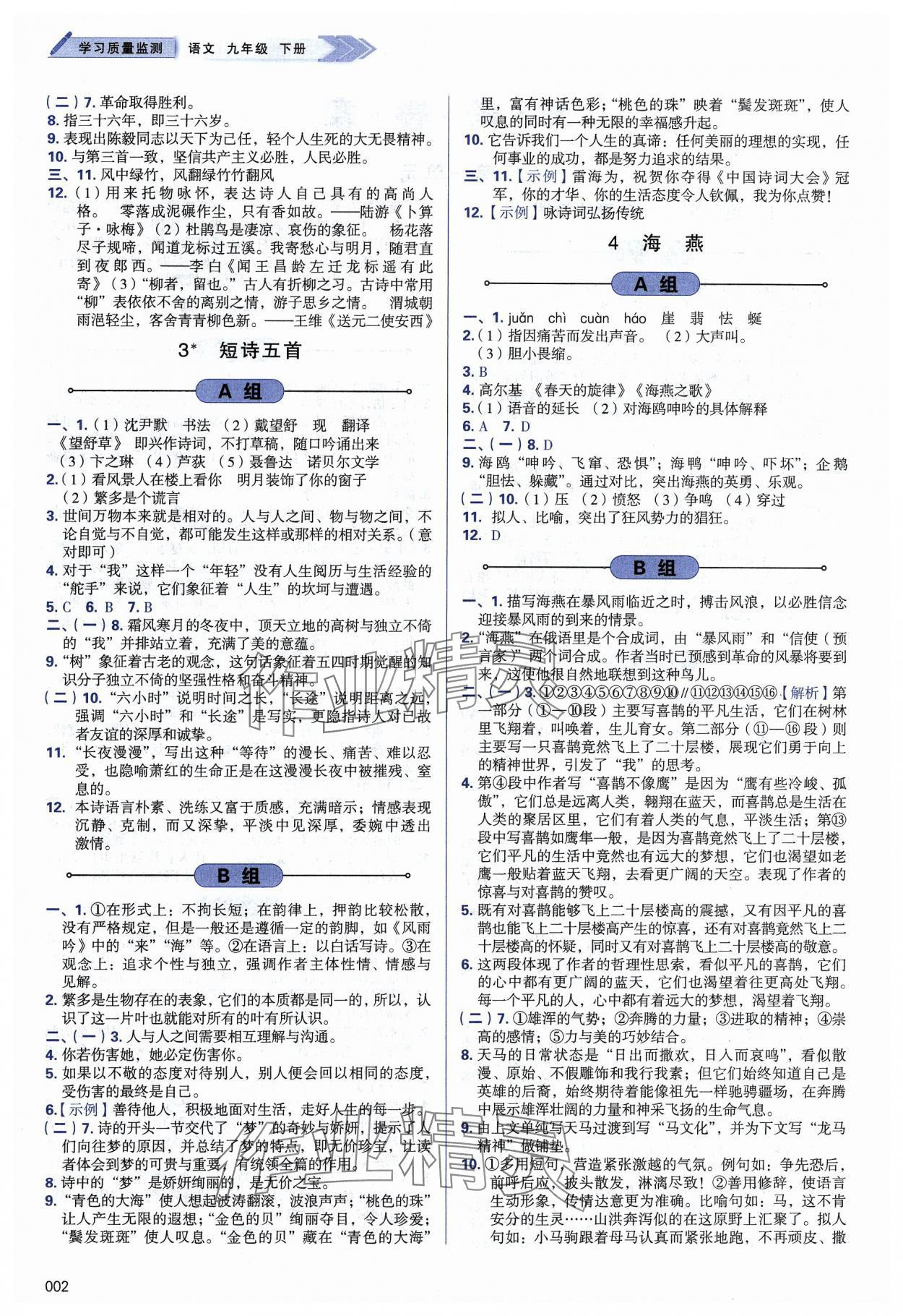 2024年學習質(zhì)量監(jiān)測九年級語文下冊人教版 第2頁