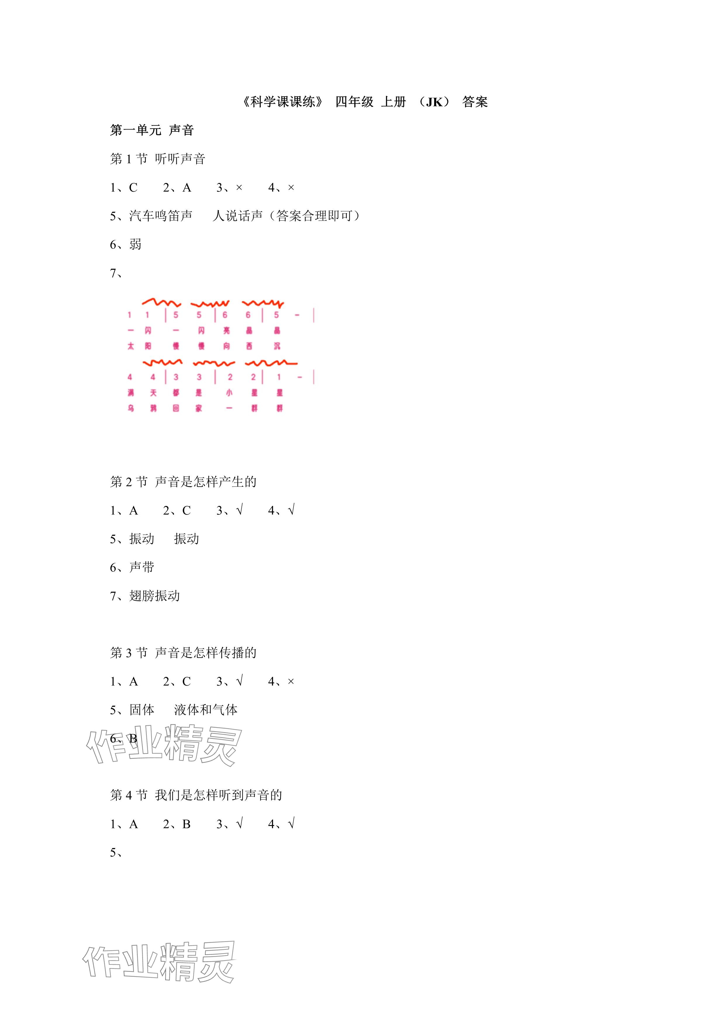 2024年科學(xué)課課練四年級科學(xué)上冊教科版 參考答案第1頁