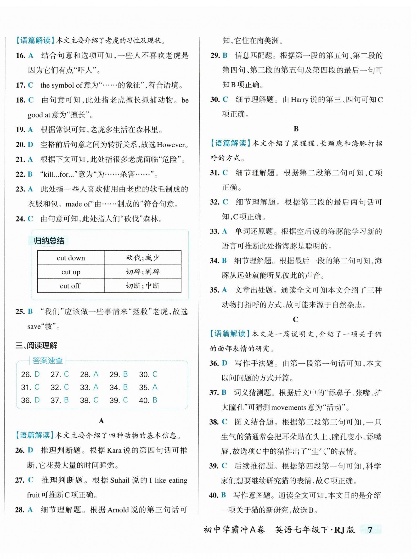 2025年初中学霸冲A卷七年级英语下册人教版 第2页