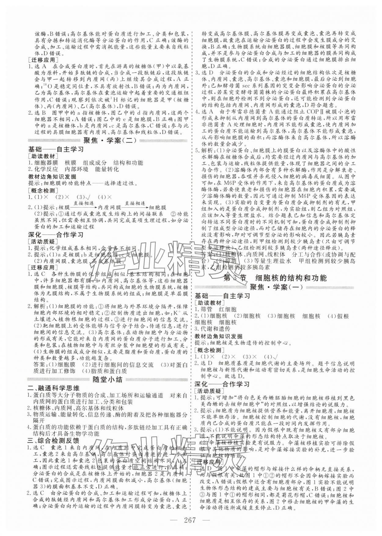 2023年新課程學(xué)案高中同步導(dǎo)學(xué)高中生物必修1人教版 參考答案第11頁